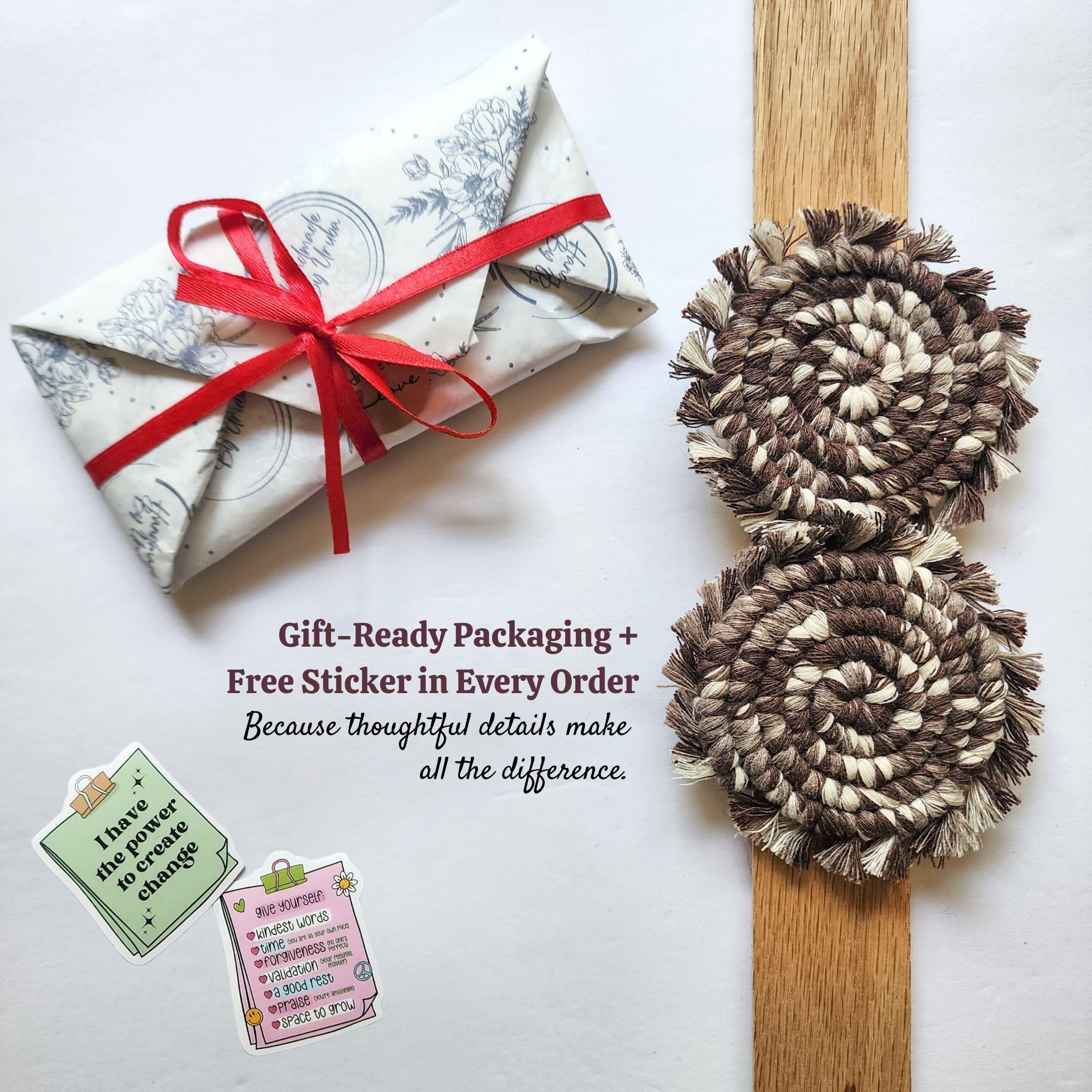 Cotton Car Coasters 2pc Car Cup Coasters Cute car Accessories for Women car Coaster for Cup Holders Mocha — view 6