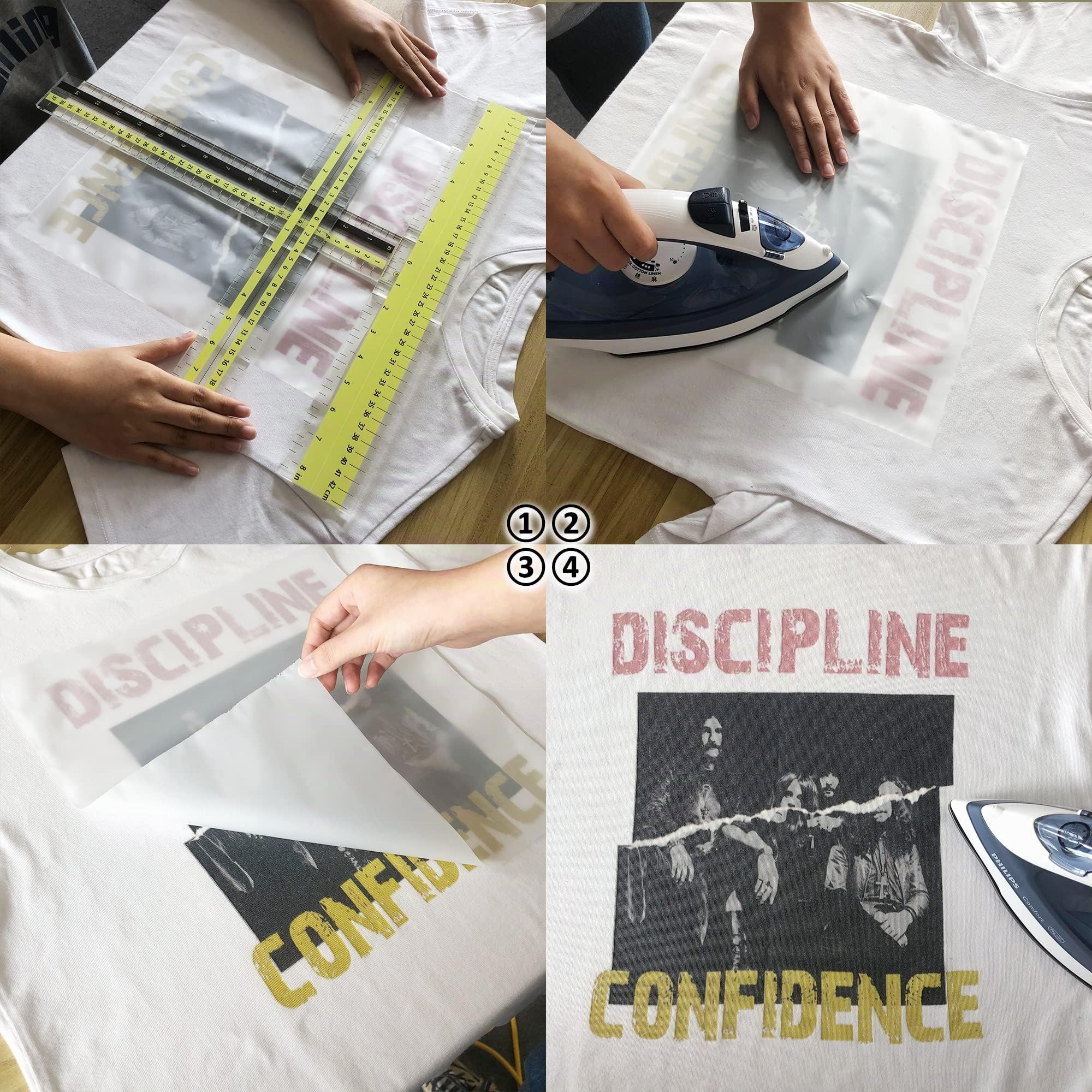 Règle d'alignement pour t-shirt - Outil de centrage - En acrylique transparent - Pour presse à chaud - Pour adultes et enfants - Outil de mesure de vêtements