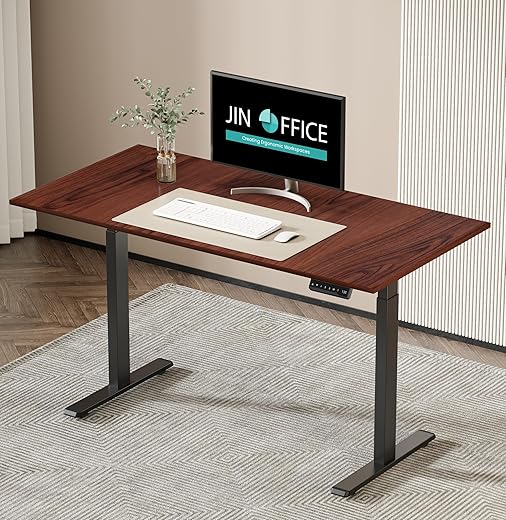 JIN OFFICE Electric Height Adjustable Desk |3 Memory Preset,100 Kg Weight Capacity,3 Year Warranty| Motorized Sit Stand Desk| Black Frame with…