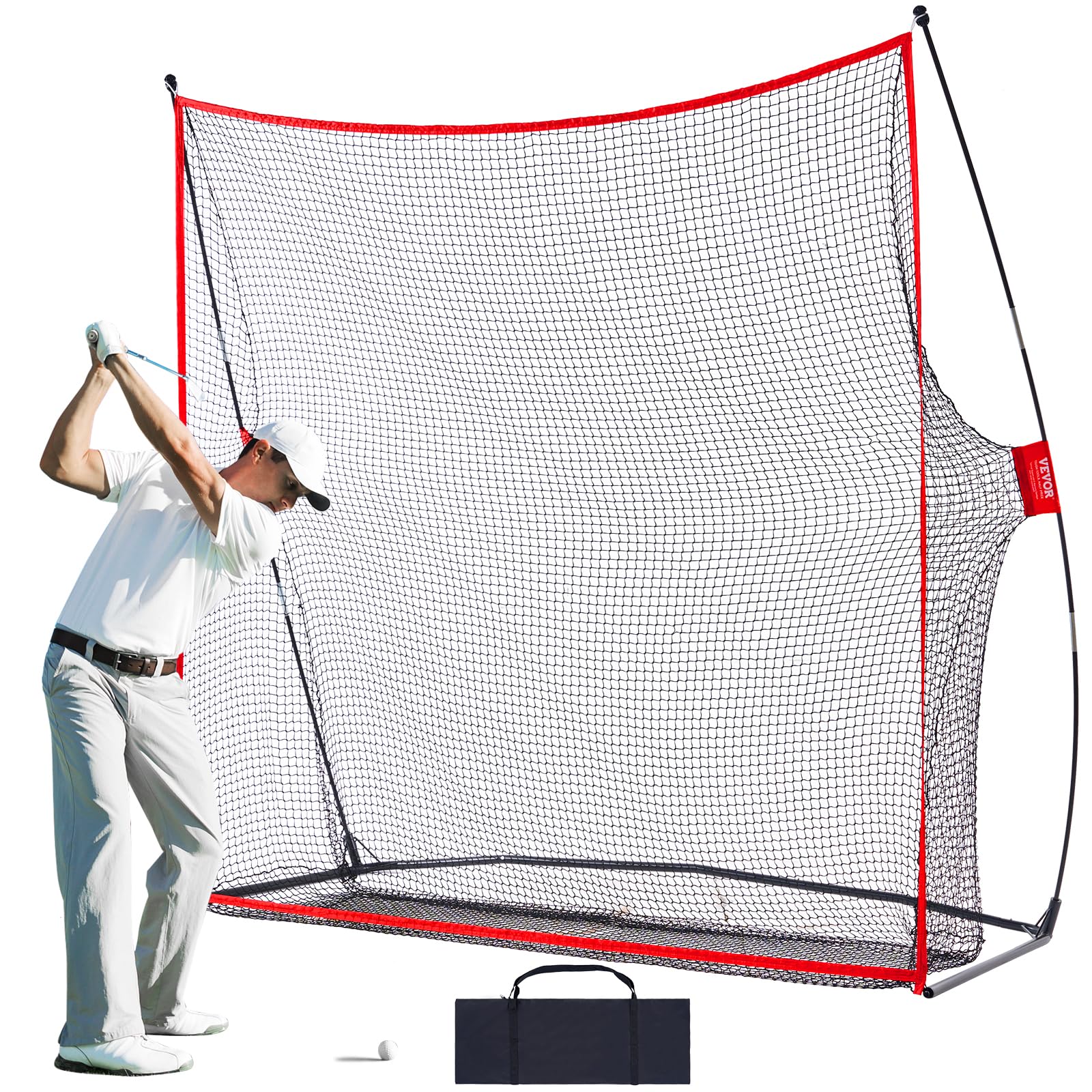 VEVOR Red de Práctica de Golf 2390x900x2140 mm Marco de Fibra de Vidrio Portátil con Bolsa de Transporte