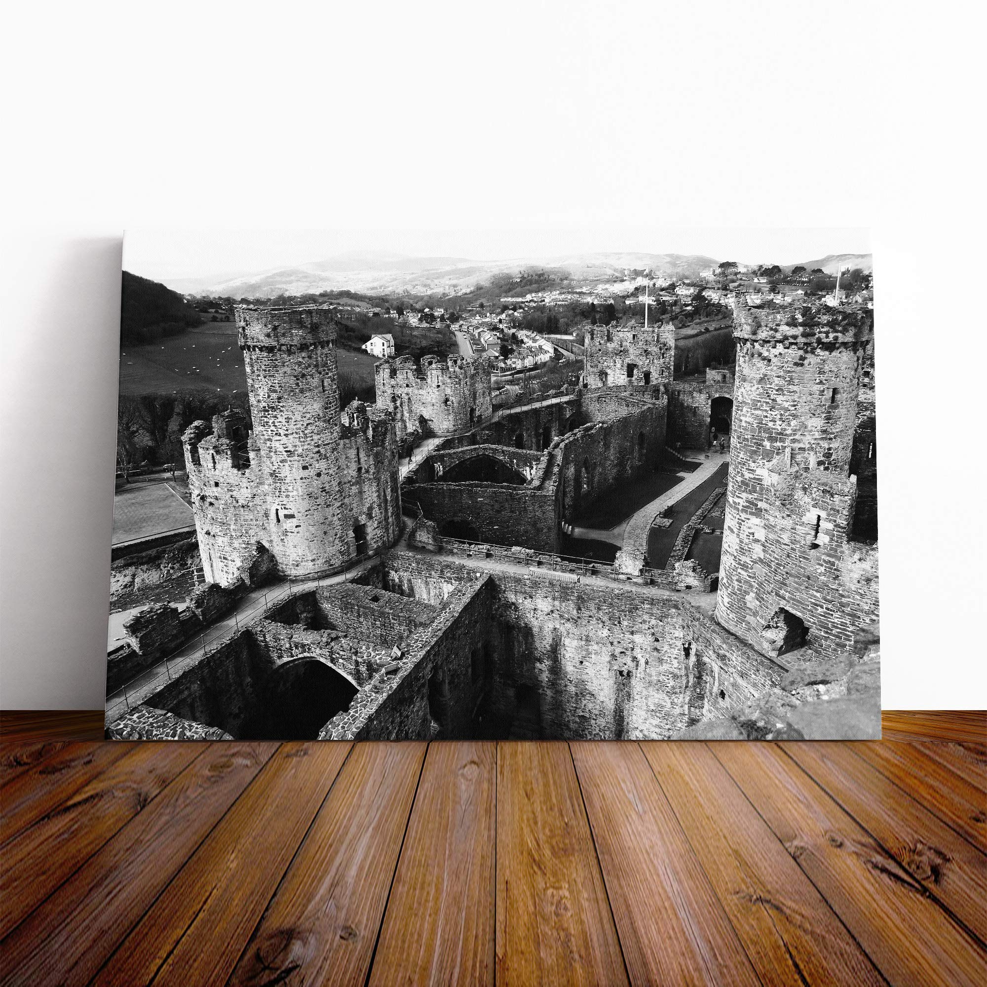 Conwy Castle Wales Canvas Print | Gallery Wrapped 30mm Frame Wall Art | 24x16 inches | Ready to Hang | Modern Cityscape Picture | Living Room Bedroom Lounge Office