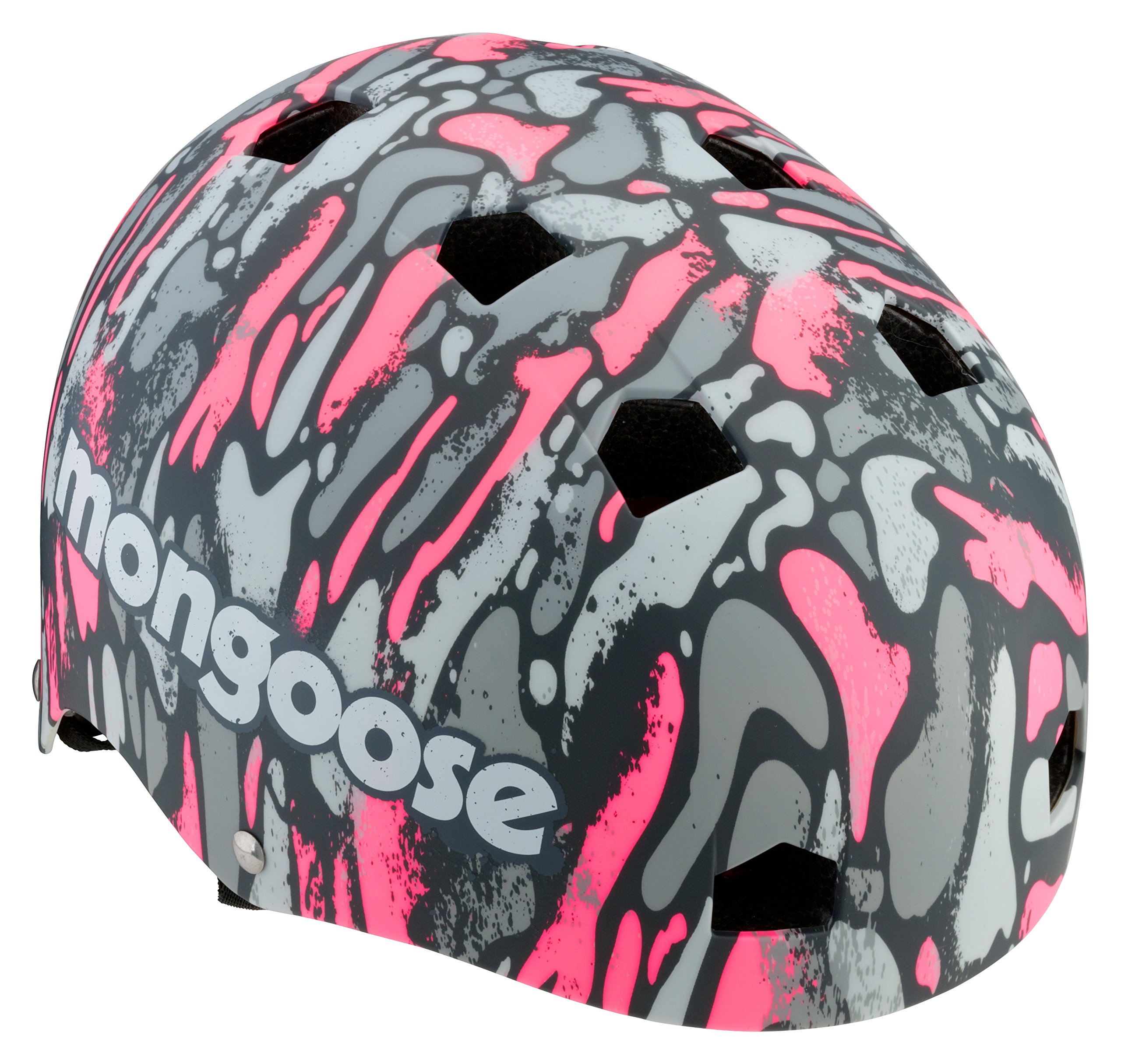 Mongoose BMX Bike Helmet, Multi Sport Kids Helmet, Pink/Grey