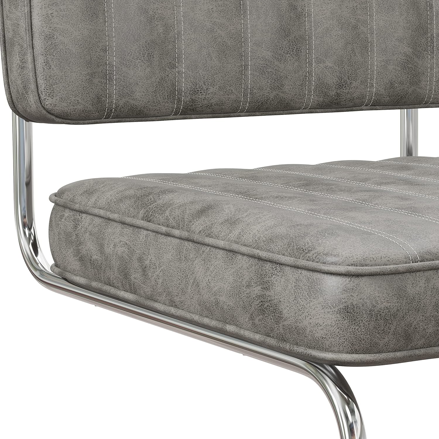 Hillsdale, Breuer Metal Counter Height Stools with Vertical Tufting, Set of 2, Gray