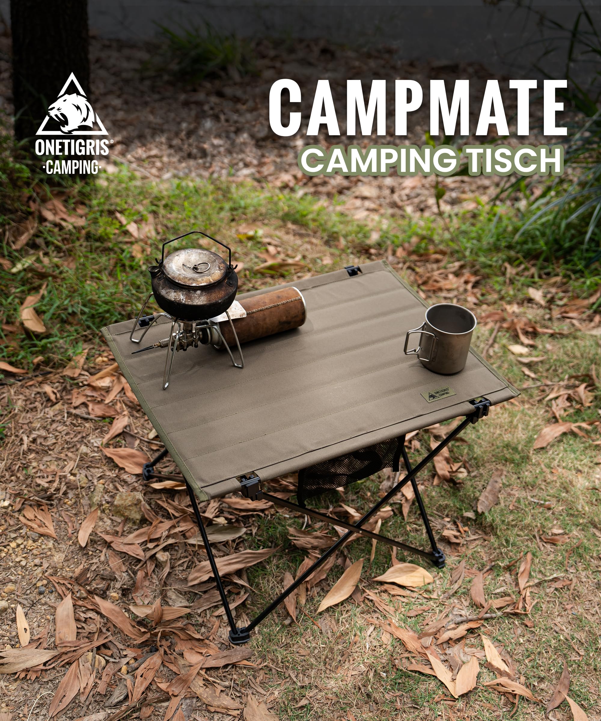 OneTigris CAMPMATE Campingtisch faltbar, Klapptisch klein faltbar, Outdoor Tisch Ultraleicht tragbarer, Tisch klappbar, Tragfähigkeit bis zu 30 kg für Outdoor, Wandern