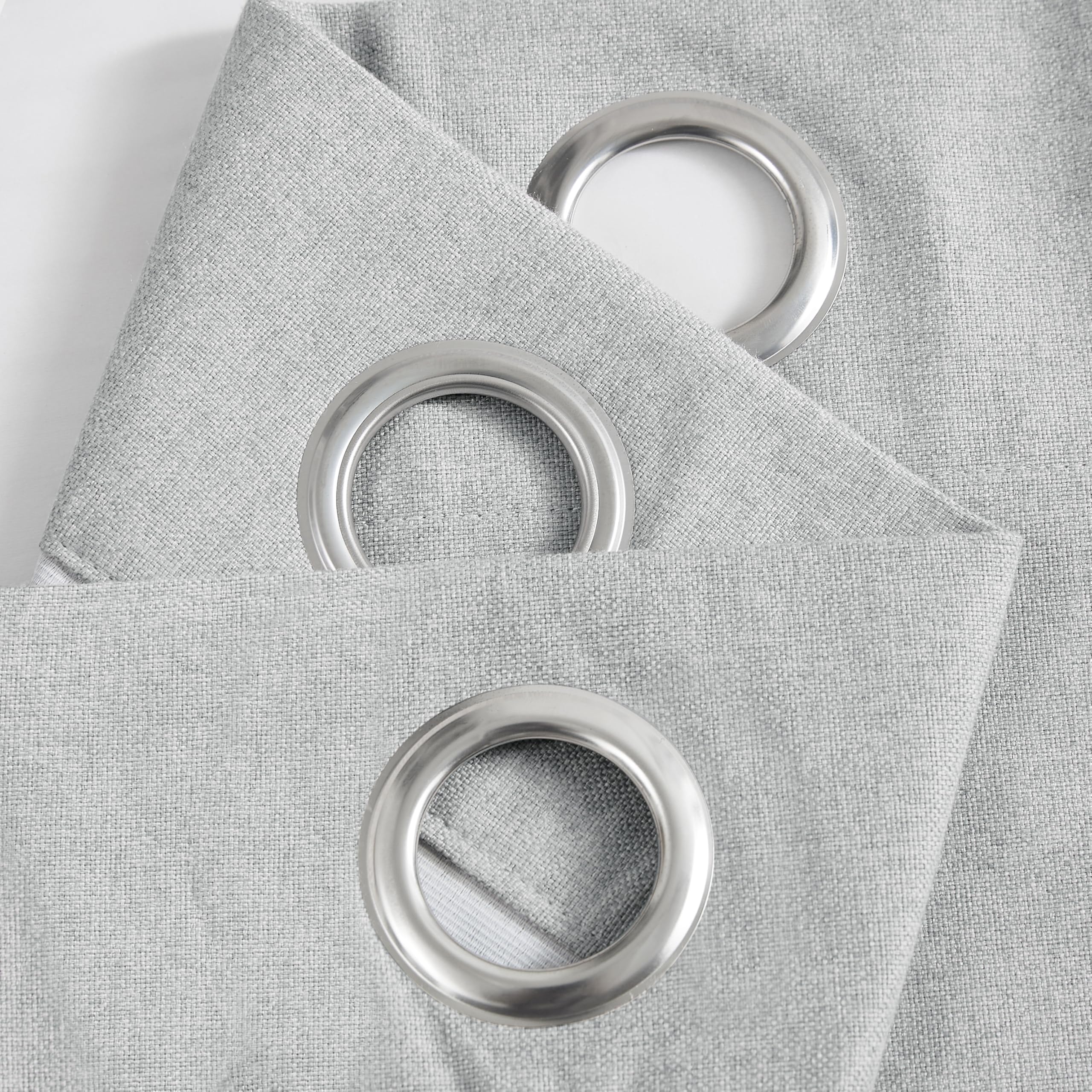 Rideaux occultants en lin gris de 228,6 cm de long, isolation thermique et insonorisante, pour chambre à coucher et salon, triple tissage avec œillets, gris clair, 132,1 cm de large