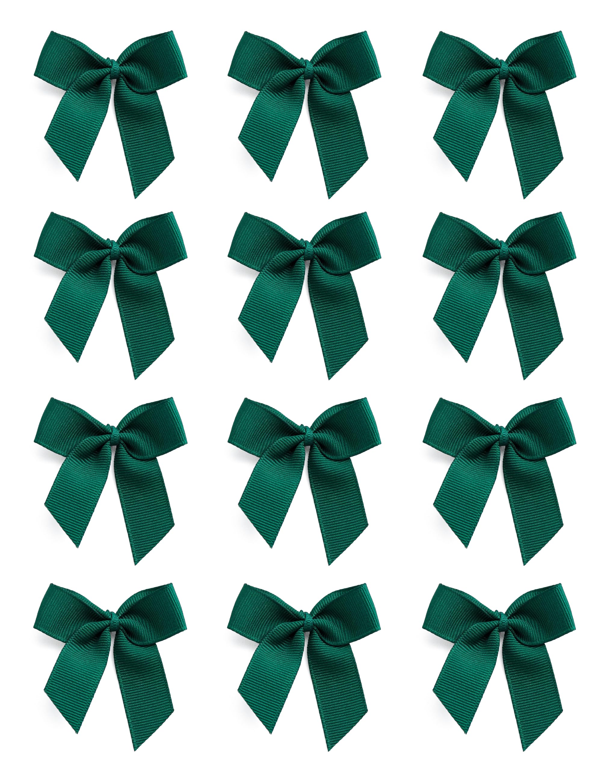 Italian Options Small Grosgrain Ribbon Bows, Self Adhesive Bows for Crafting, Gifts, Sewing, Hair Bow, Wedding Stationery, Floristry, Cakes, Crafts, Decorations, Dark Green, 24 Pack, 5cm — image 1
