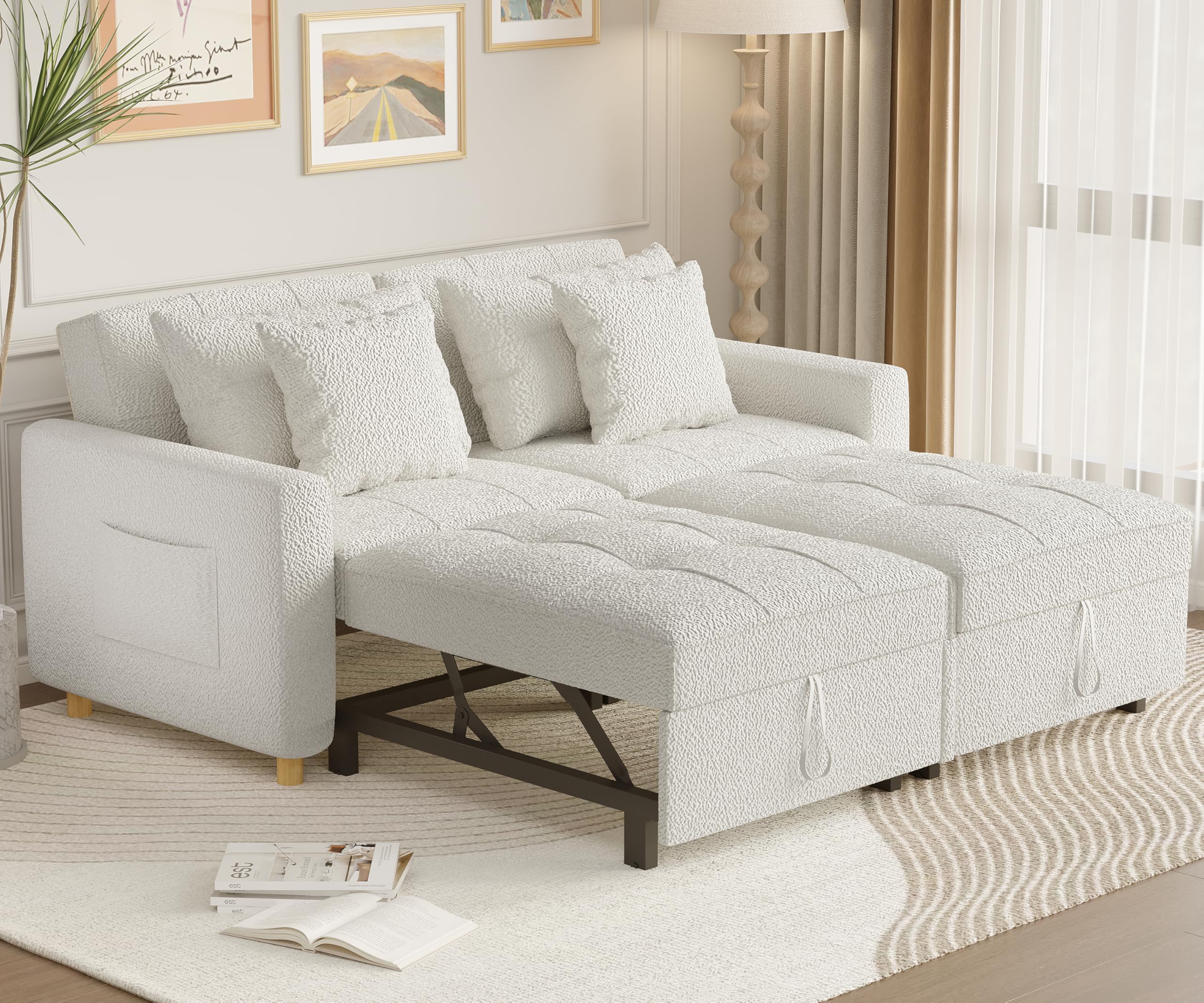 YODOLLA 3-in-1 Convertible Corner Sleeper Sofa Bed With Side Pocket