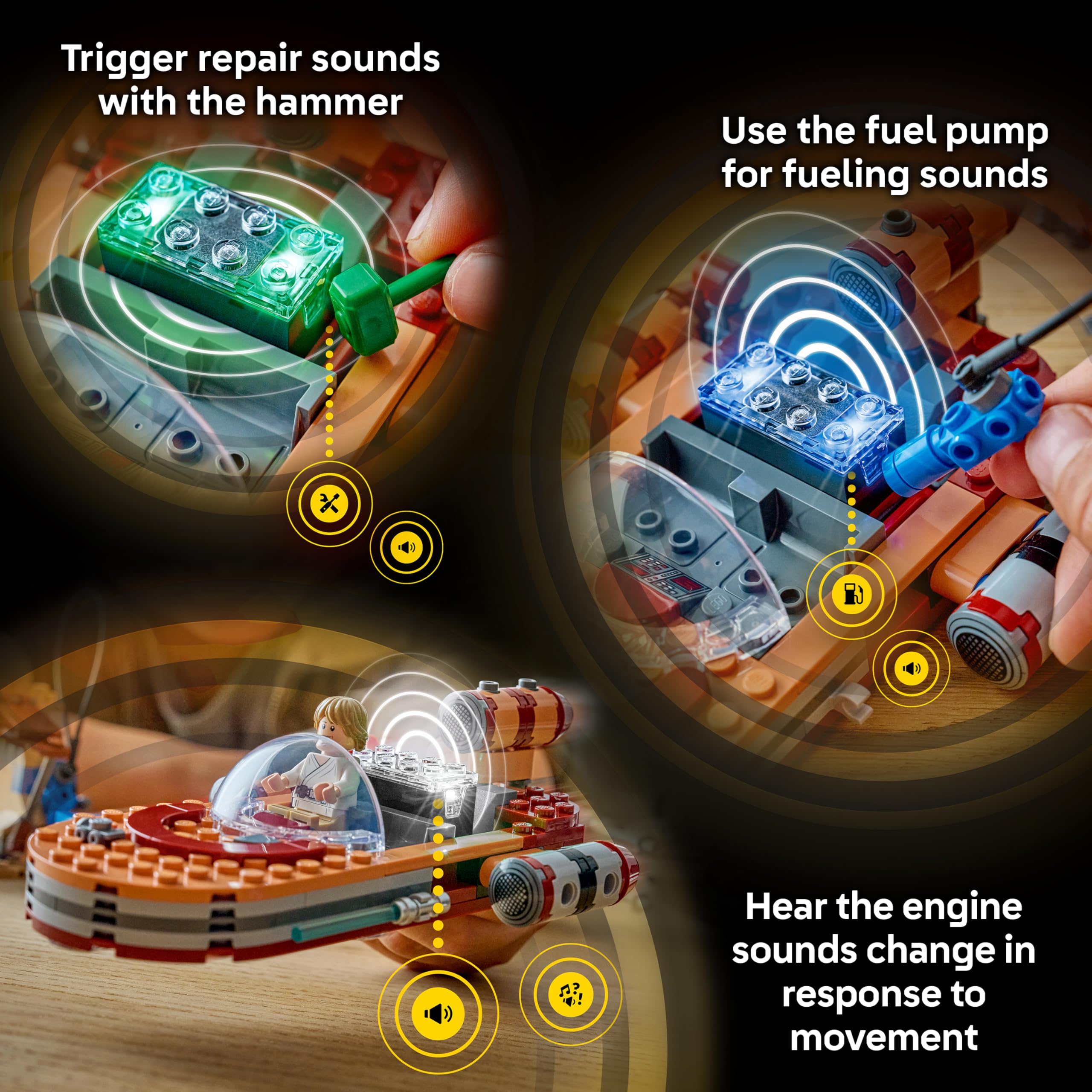 LEGO Star Wars SMART Play: Luke’s Landspeeder - Building Toy for Action Play - Compatible Set with a SMART Tag and 2 Minifigures - Gift for Boys, Girls and Kids Ages 6+ - 75420 — view 7