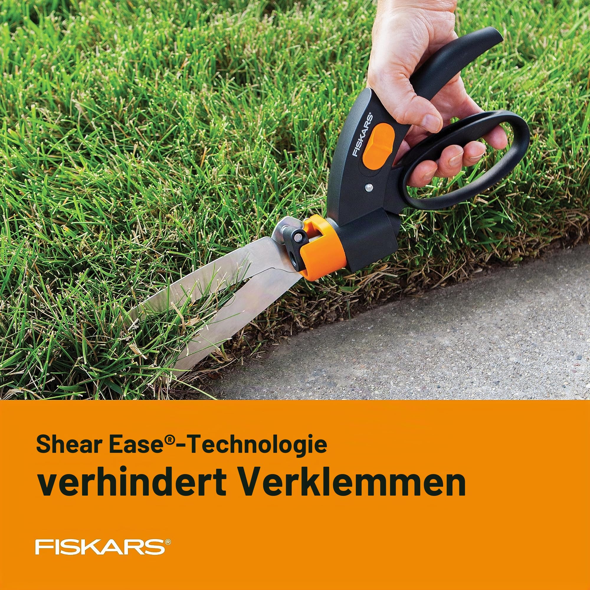 Fiskars Shear Ease Grasschere – 12,7 cm Edelstahlklingen – 360 Grad drehbare Klinge Pflanzenschneideschere – Gartenschere und Grasschneider, Schwarz