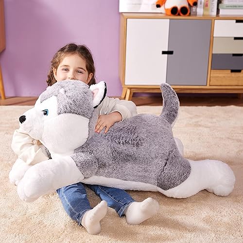 Miniatura 3 de IKASA Juguete de peluche gigante Husky peluche grande para perros y cachorros grandes lindos juguetes de gran tamaño peluche de gran tamaño para