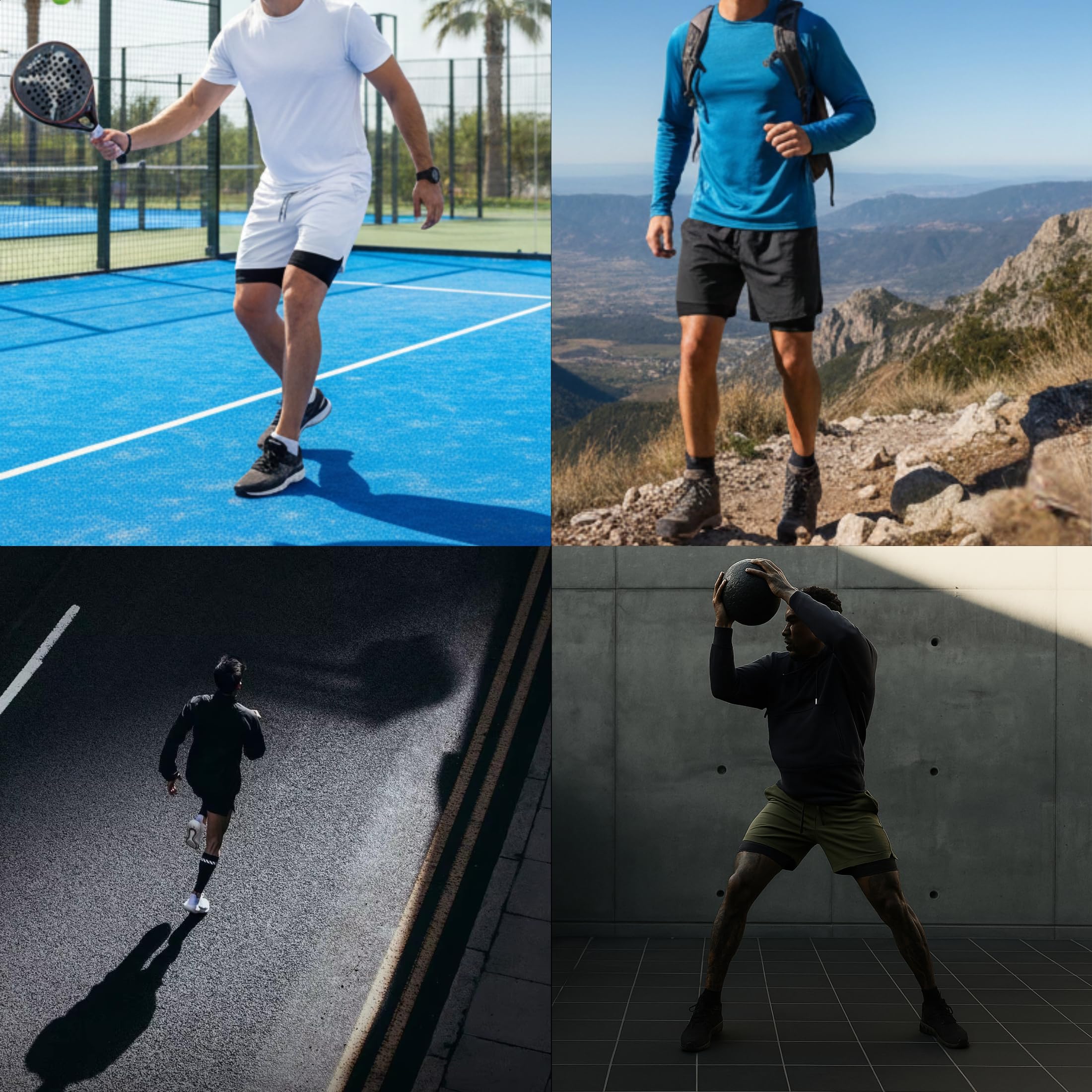 Genérico Lot de 3 shorts de sport 2 en 1 avec maille de compression interne, résistants et respirants pour gym, crossfit, course à pied, padel
