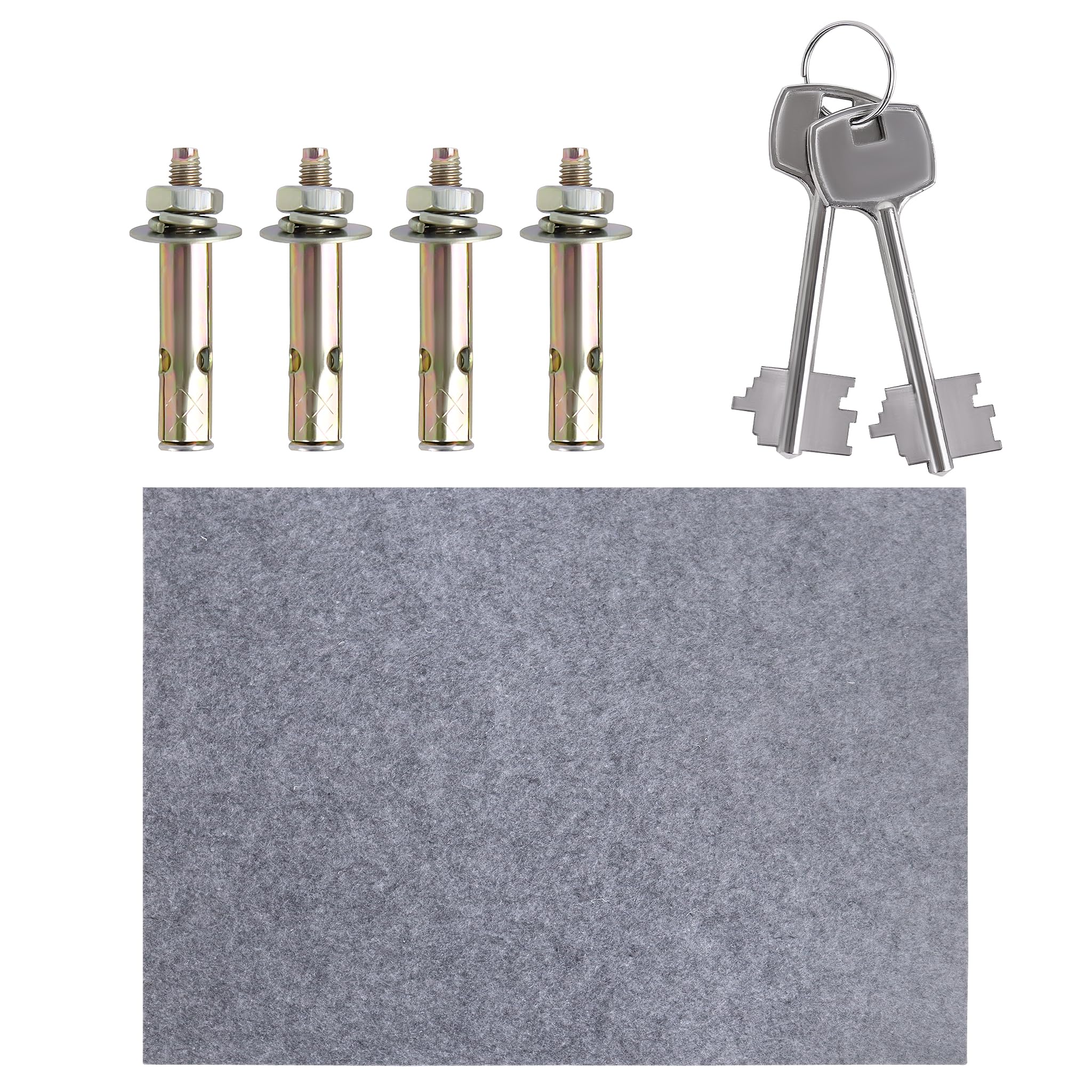 LARS360 Cassaforte per mobili a doppia barba, 35 x 31 x 50 cm, cassaforte con serratura a chiave, cassaforte da parete, per casa, ufficio, hotel, soldi (argento)