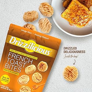 Drizzilicious Mini Rice Cakes French Toast - Rice Crisps, Healthy Snack for Adults and Kids, Flavored Rice Cakes, Vegan, Gluten Free, Allergen Free, Only 90 Calories Per Serving - 4 oz (Pack of 1)