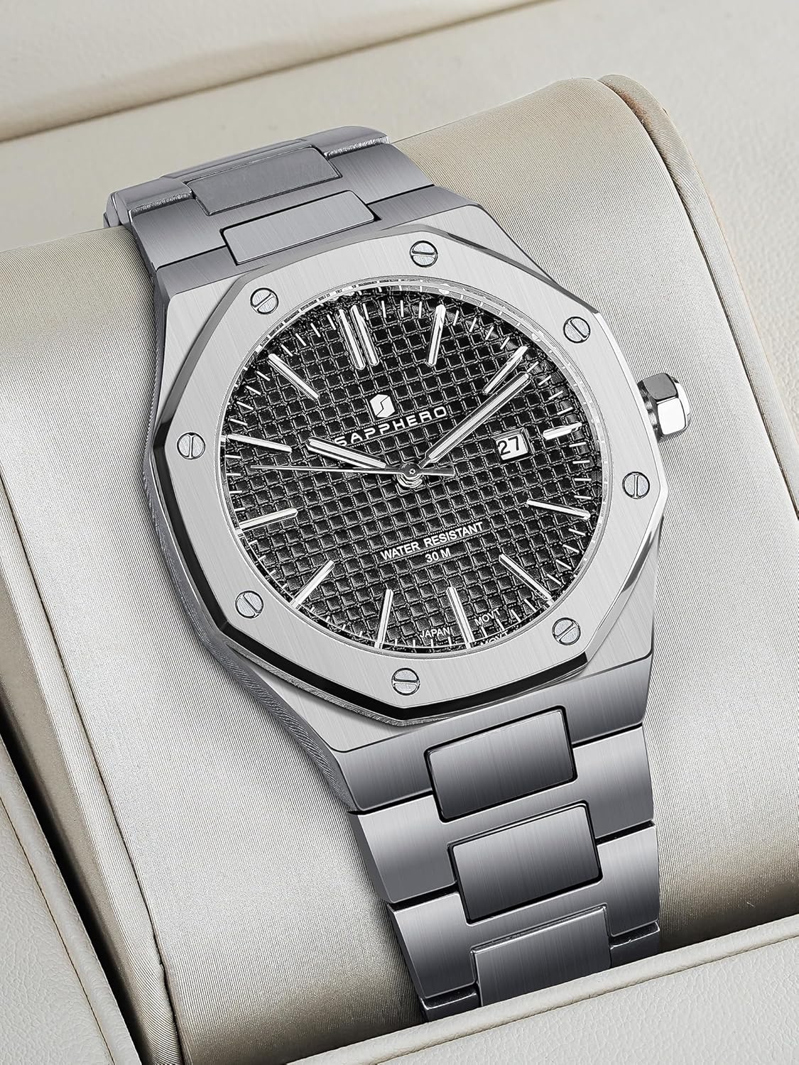 SAPPHERO Mens Watches Stainless Steel Quartz Watch for Men 30M Waterproof Date Clock Fashion Business Wristwatch Gift for Men - Image 7