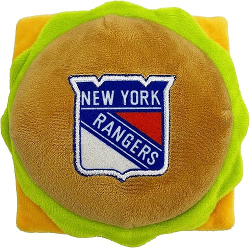 NHL NEW YORK RANGERS - Juguete de peluche para perros y gatos con chirriante interior y hermoso nombre del equipo de hockey