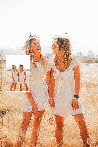 Miniatura 14 de Awesometik Pintura de retrato de foto regalo personalizado arte de pared impresión digital sobre lienzo (Familiar)