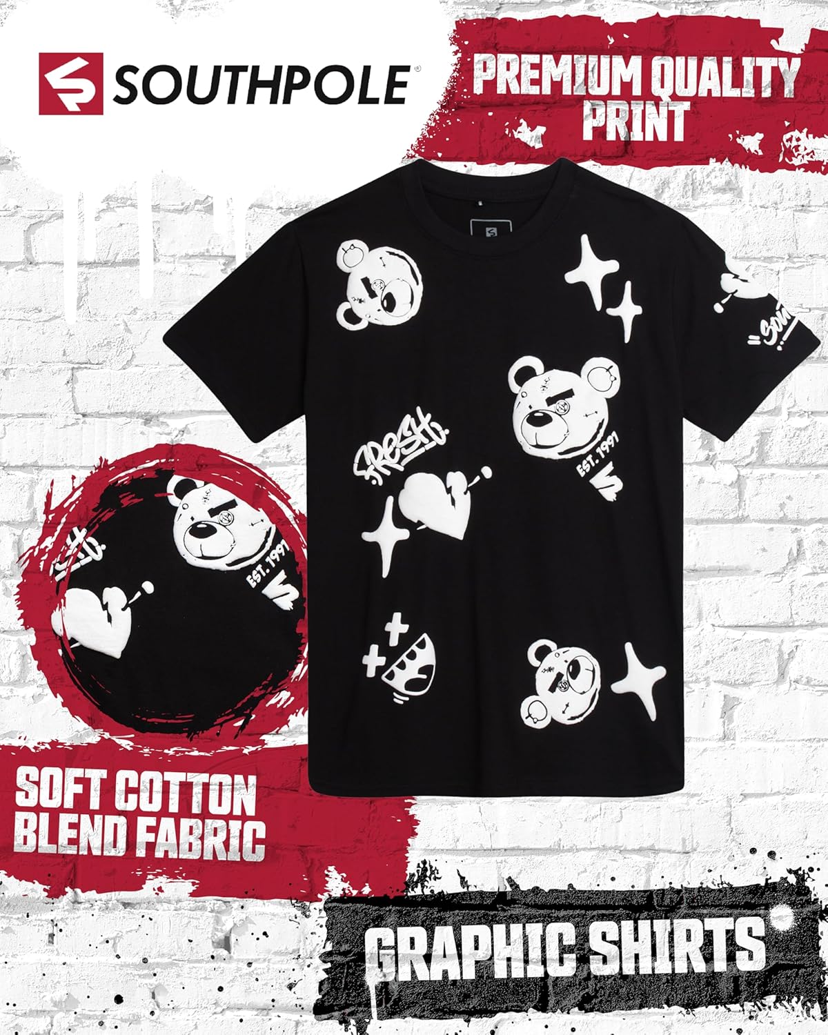 Southpole Boys Graphic Tees - Soft Cotton Blend Classic Casual Short Sleeve Crewneck Graphic Shirts for Boys (Sizes: 8-20) - Image 2