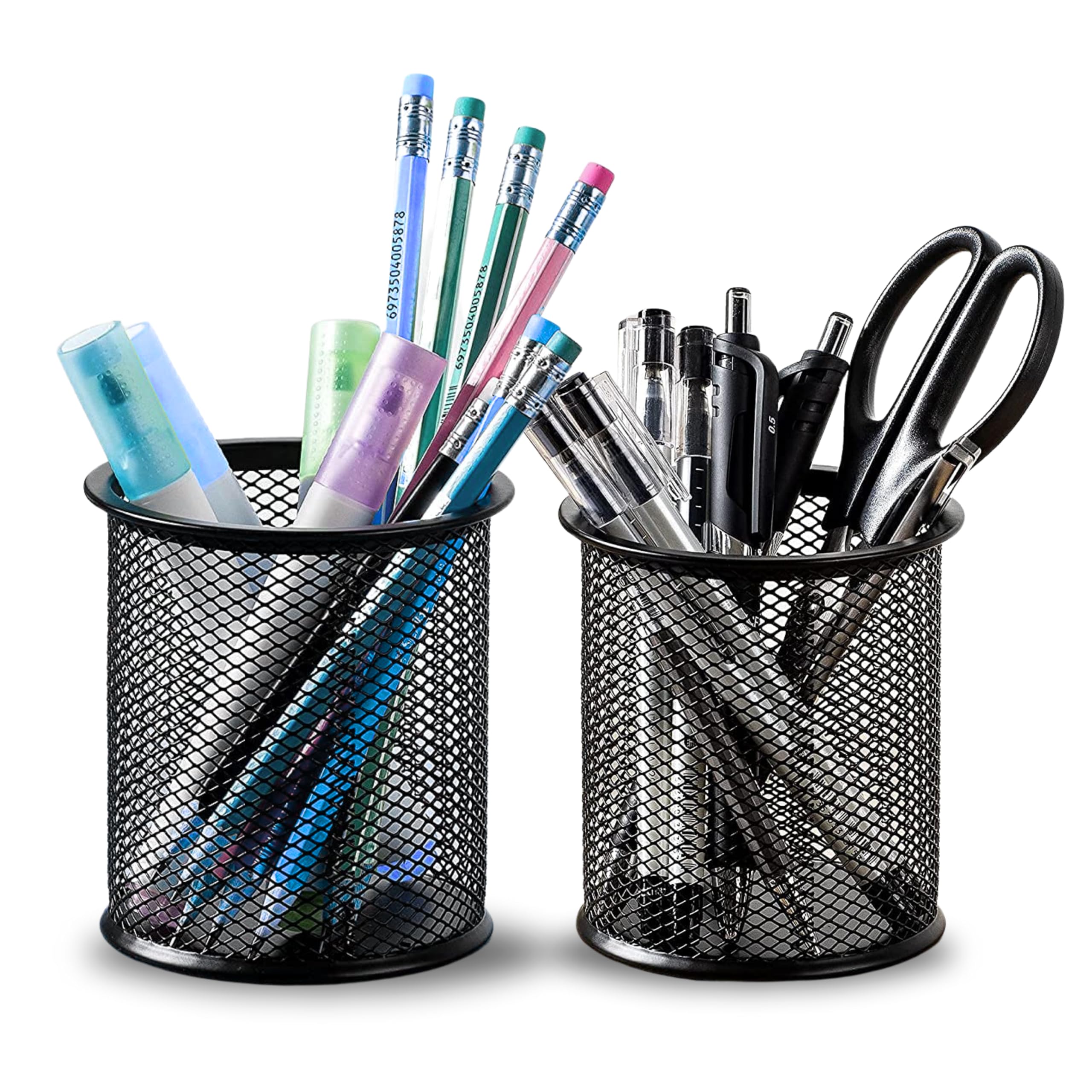 Porte-stylo en maille métallique OFIXO lot de 2 organisateurs de bureau noirs