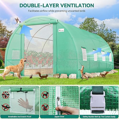 Miniatura 3 de YITAHOME Invernaderos grandes de 20 x 10 x 6.5 pies, túnel de alta resistencia, invernaderos para exteriores, portátil, para jardinería, con marco
