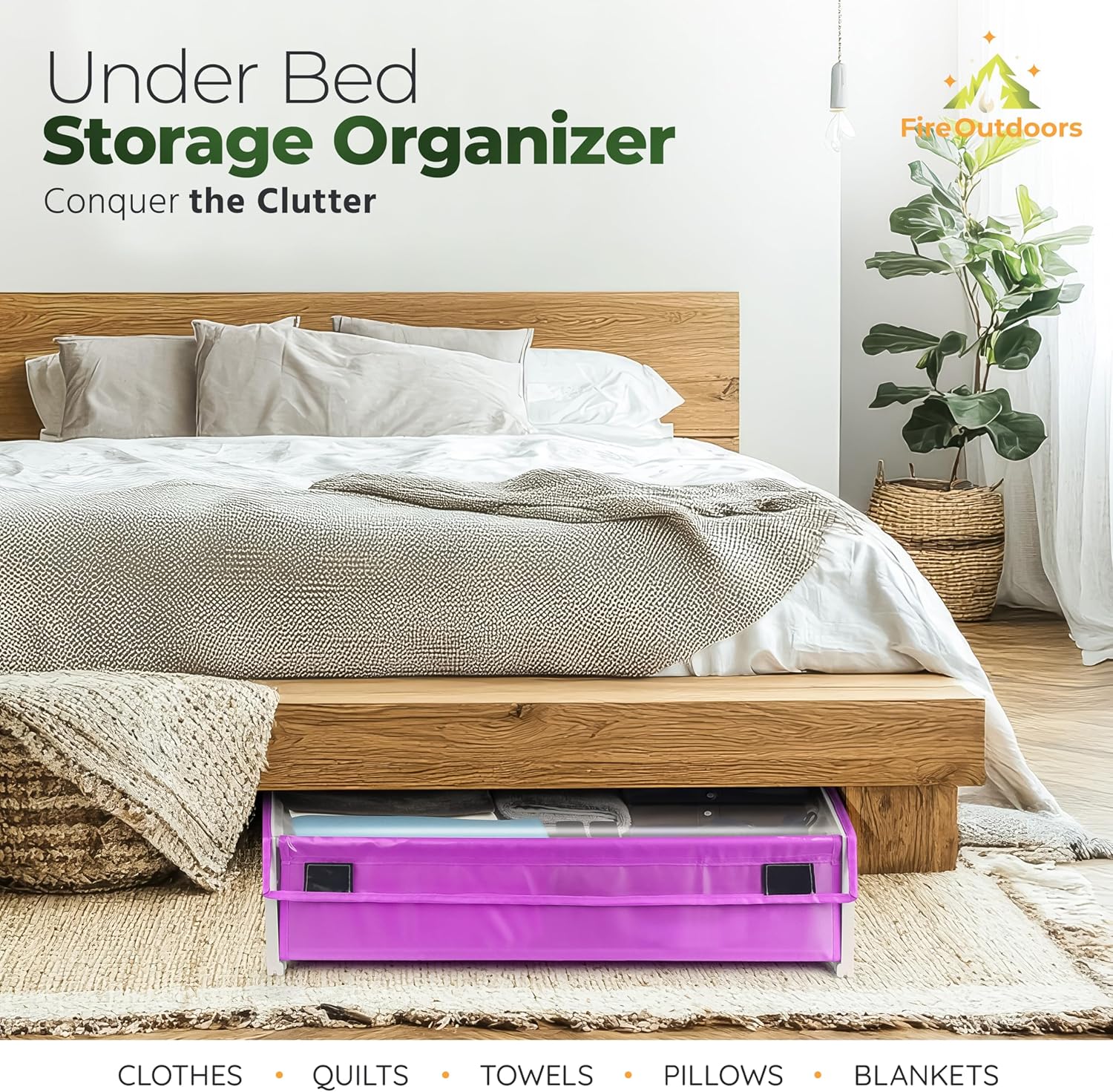 Under Bed Storage with Wheels - Rolling Space Saver with Handles - Plastic Underbed Drawers for Shoes/Clothes - Wheeled Under Bed Storage Containers - Easy Access Organizer