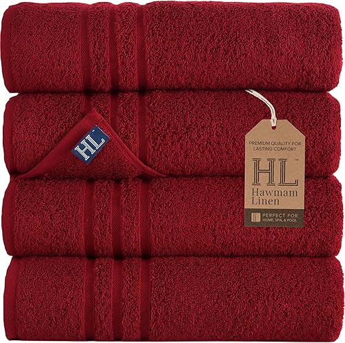 Miniatura 14 de Hawmam Linen - Paquete de 4 toallas de baño blancas de 27 x 54 pulgadas, 100% algodón turco, suaves, ligeras y altamente absorbentes, toallas