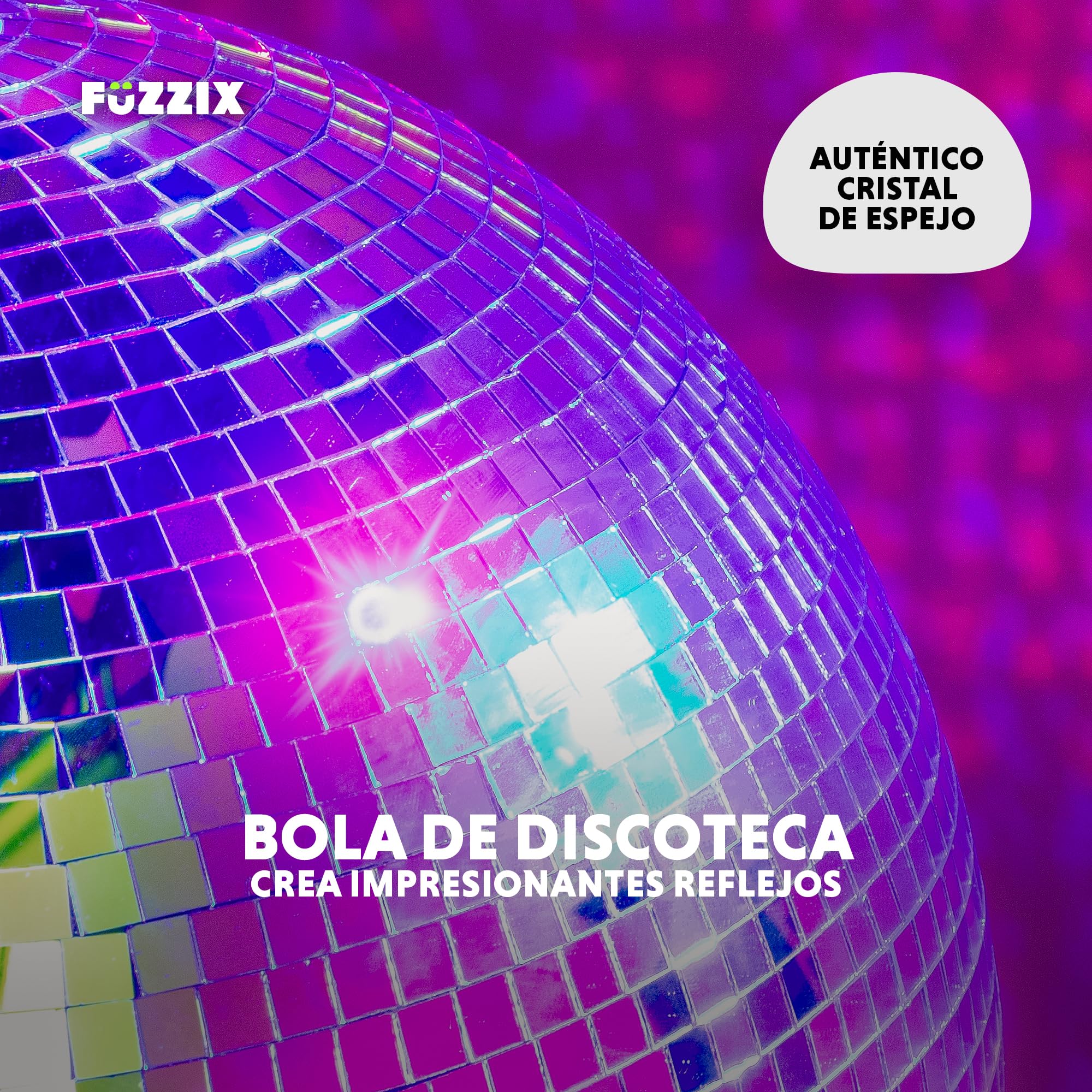 Fuzzix MB40 Bola de discoteca de espejos de 40 cm - mirror ball disco clásica para efectos de iluminación de DJ, idea para eventos, discoteca y fiestas