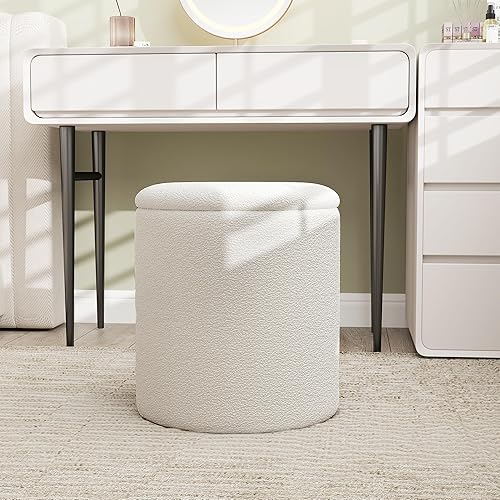 Miniatura 5 de Pufs otomanos con almacenamiento, taburete de tocador tapizado suave, otomanes multifuncionales mesa de café asiento acolchado reposapiés para sala
