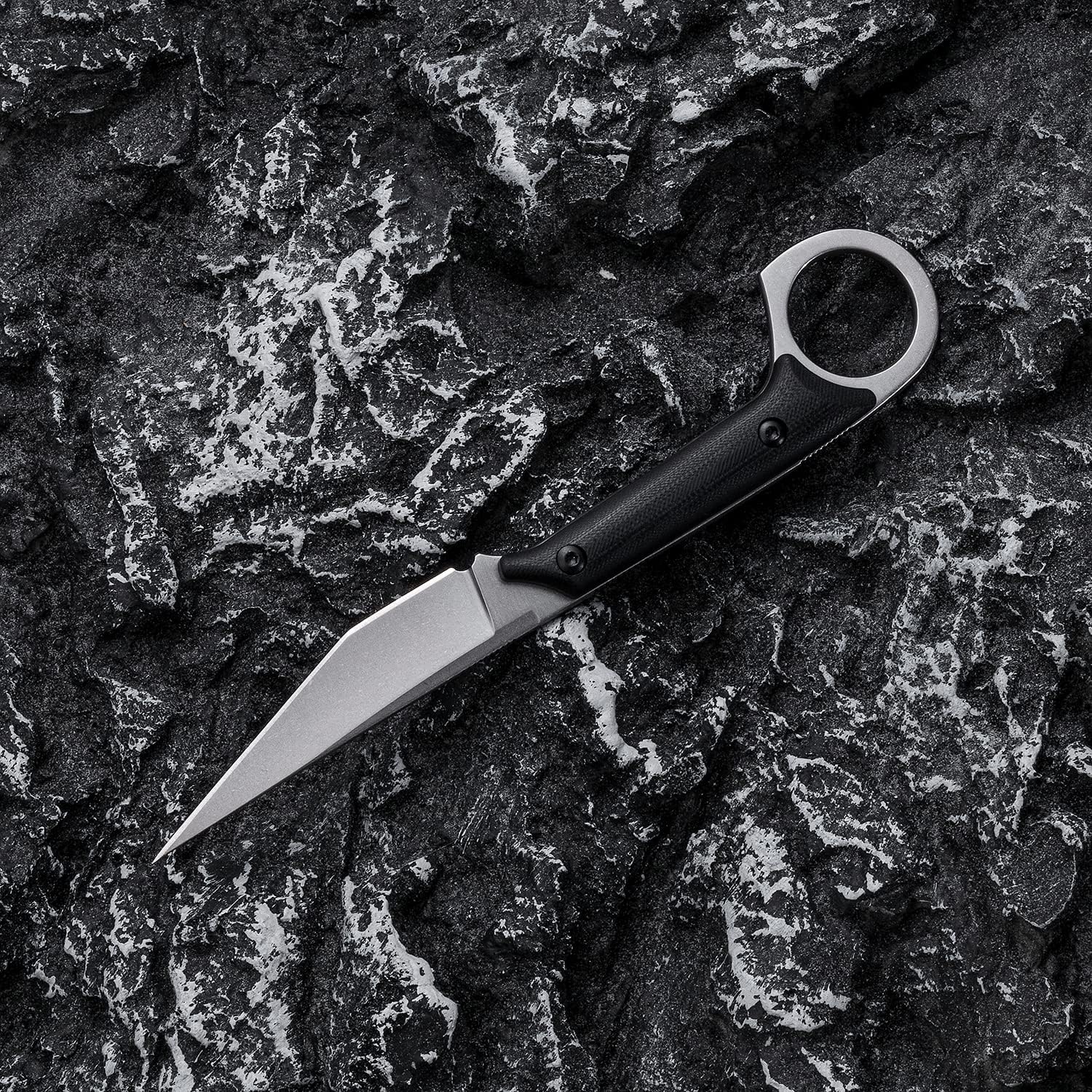 Fixed Blade Knife With D2 Stonewashed Steel Blade, G10 Handle - Tactical EDC Sharp Straight Utility for Outdoor Survival, Hiking, Camping - Kydex Sheath OS1014 (Silver)