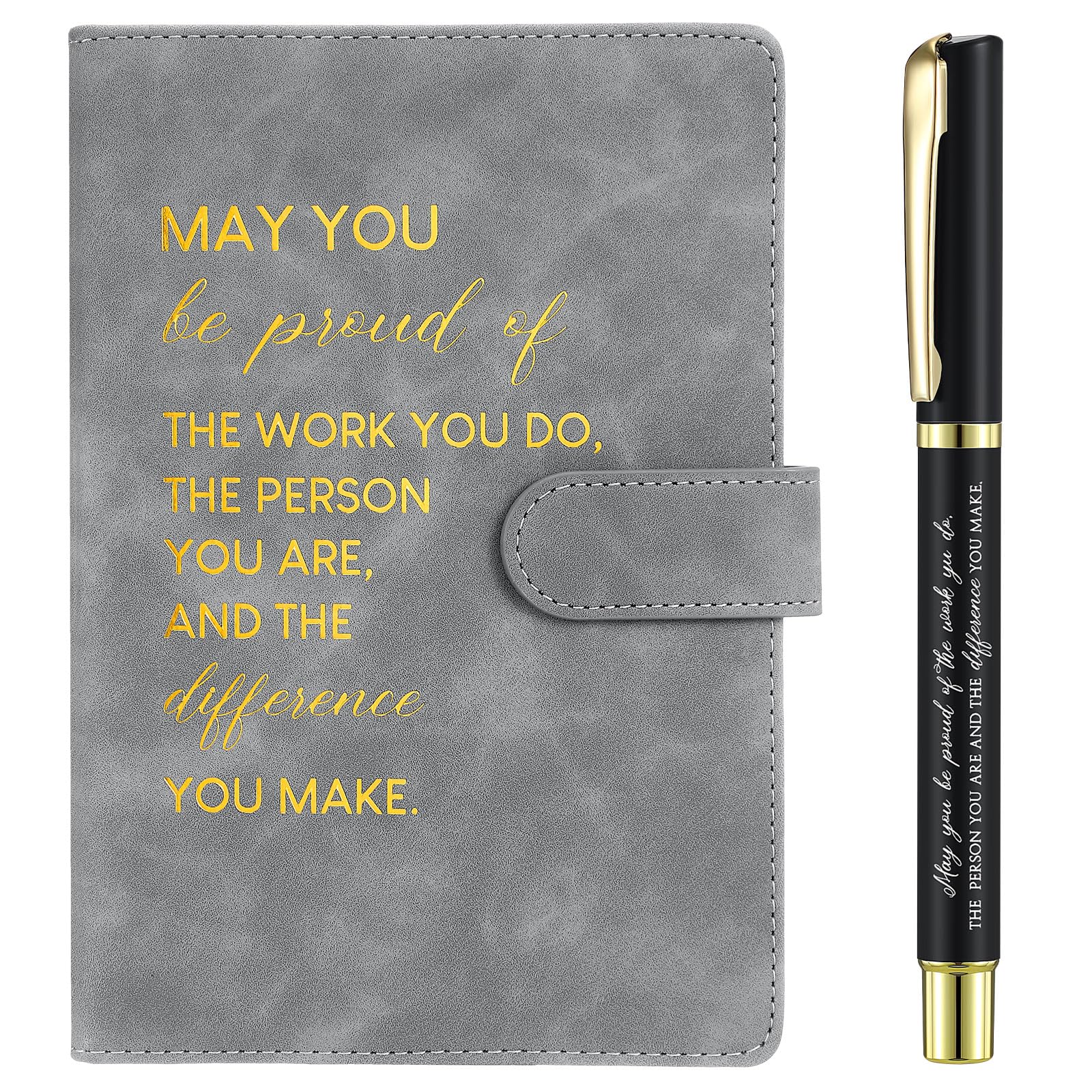 Sinmoe Employee Appreciation Gift Leather Notebook and Pen Set Inspirational Personalised Stationery Gift Set for Women Employee Volunteer Team Colleague Coworker Men Teacher Office (Dark Gray)