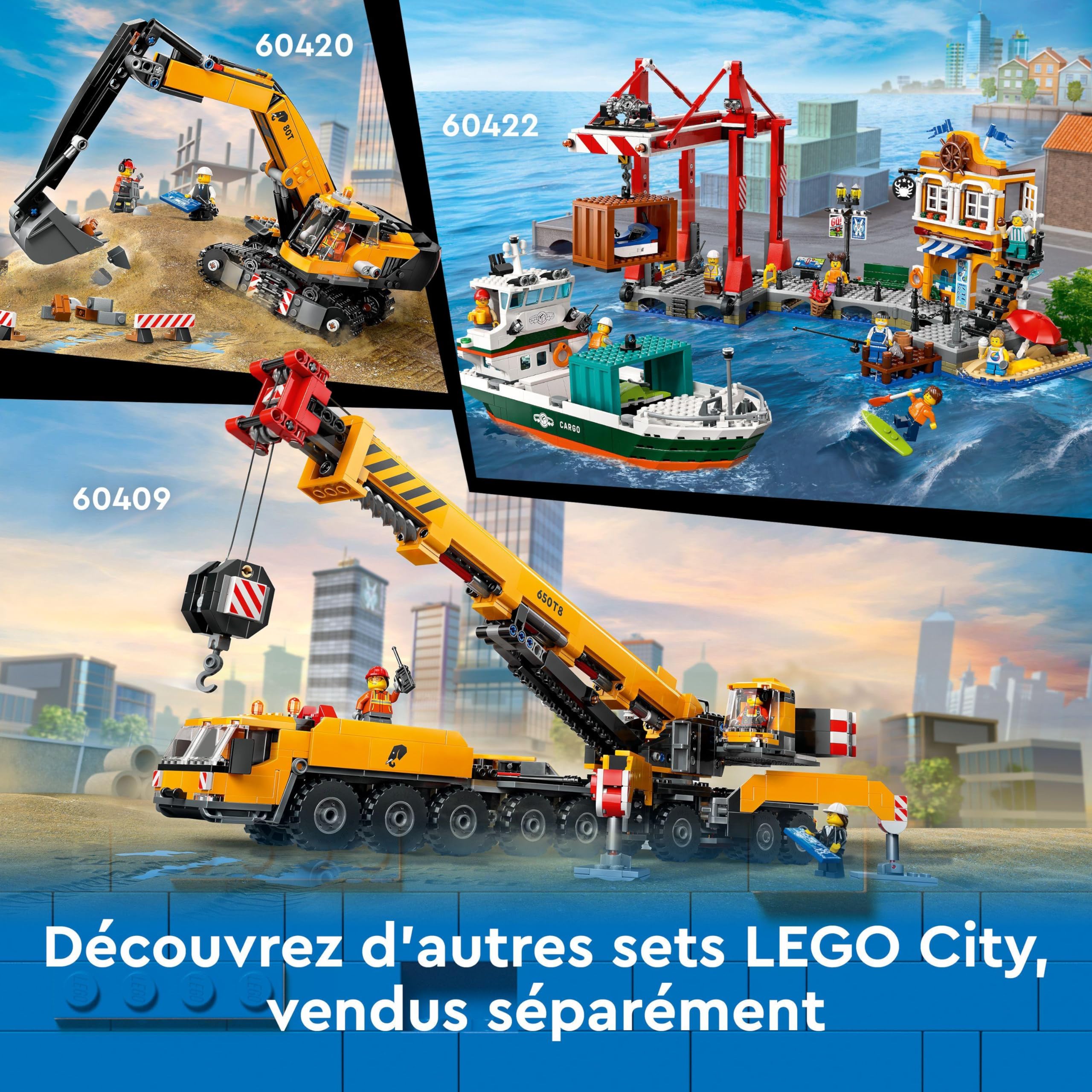 LEGO City La Pelleteuse de Chantier Jaune, Jouet pour Enfants Garçons et Filles dès 8 Ans, Idée de Cadeau d’Anniversaire, Minifigurines de Conducteur, Ouvrier et Architecte 60420