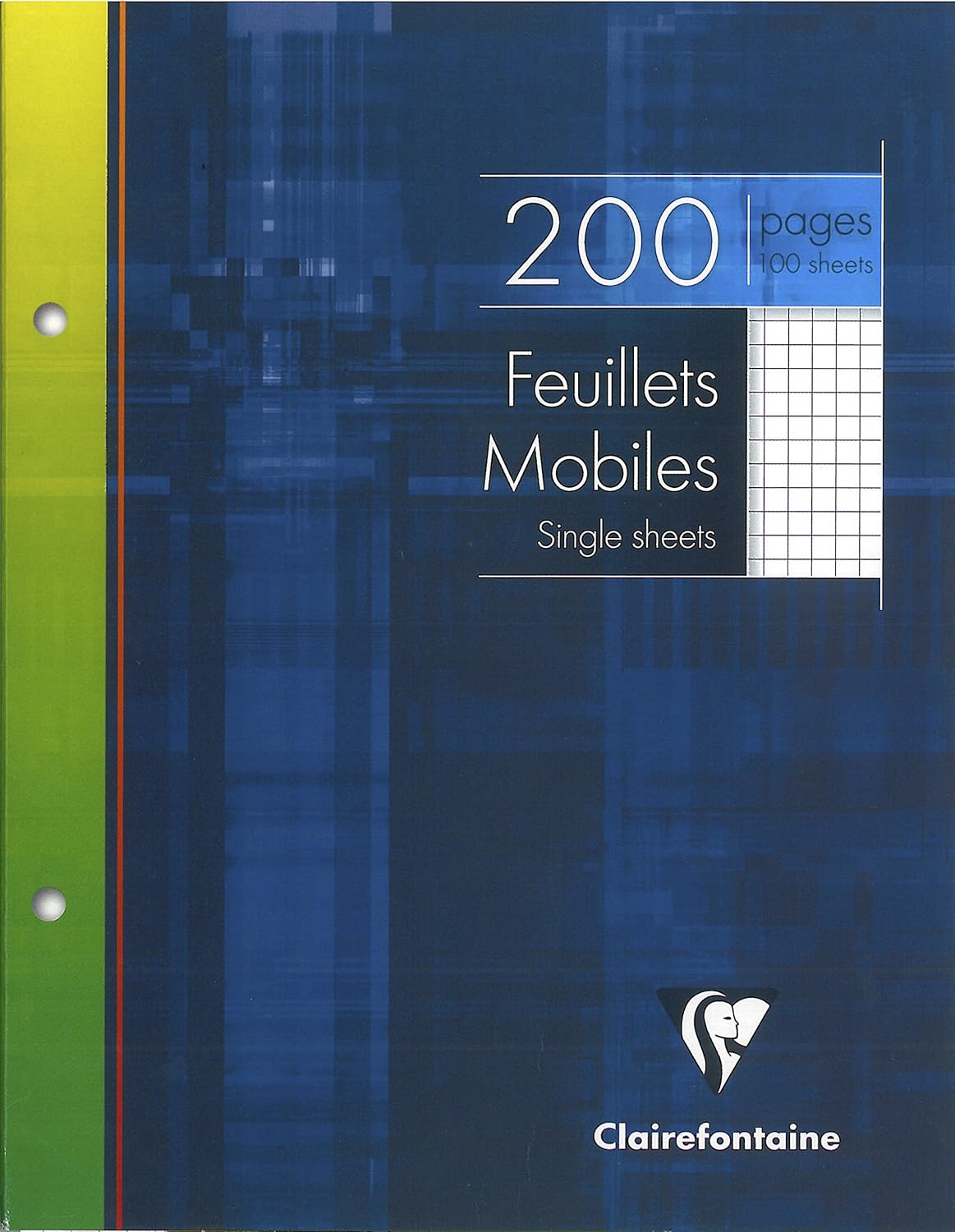 Clairefontaine 1352C, Perforated Single Sheets, 100 Sheets, Dimensions: 17x22cm, 200 Small Squares Pages