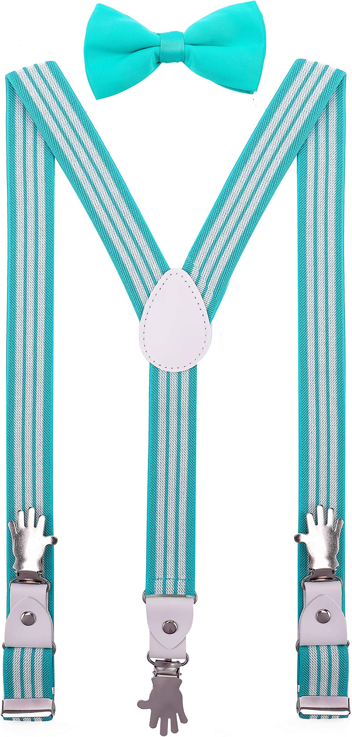 YJDS Men's Suspenders and Bow Tie Set with Antique Bronze Clips Y Back Leather