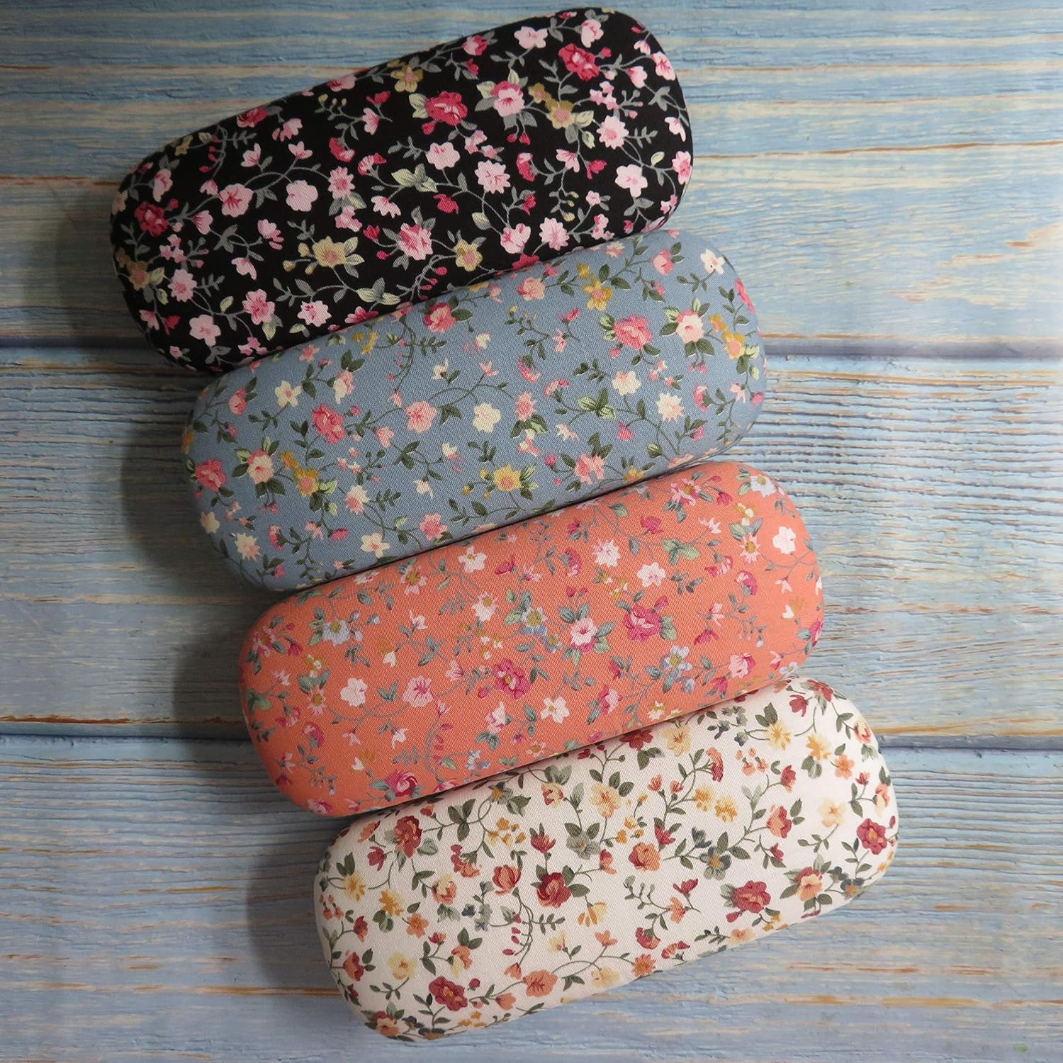 Spectacle Case Portable Hard Shell Eyeglasses Case Flower Fabric Covered Spectacles Box Eyewear Protector Bo