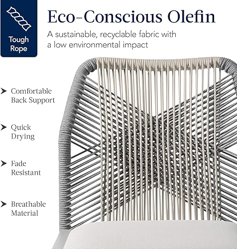 Miniatura 3 de Best Choice Products Juego de 2 sillas de cocina modernas para interiores y exteriores, diseño tejido de cuerda para todo tipo de clima, cojines