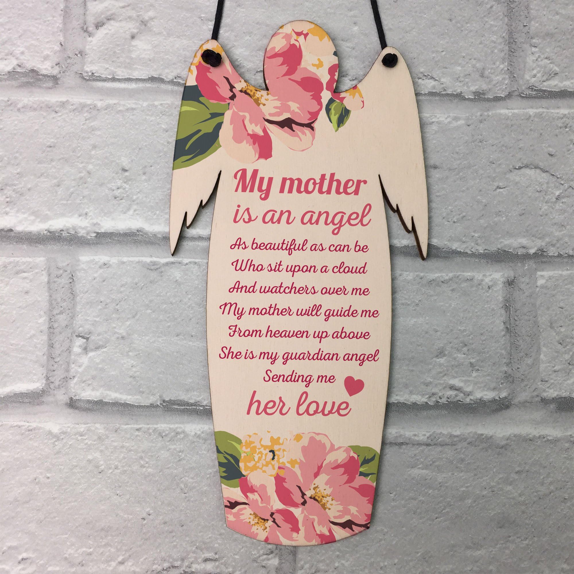 Red Ocean Mother Is An Angel Grave Hanging Wooden Angel Plaque In Loving Memory Family Tribute Sign