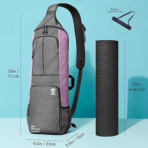 Miniatura 3 de Bolsa para esterilla de yoga para alfombrilla de 12 pulgada de grosor, bolsa de gimnasio con soporte para esterilla de yoga, bolsillos grandes,