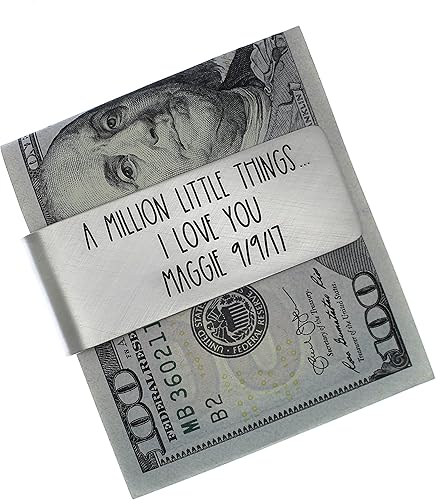 Miniatura 5 de Engraved Money Clip for Men Personalized .925 Sterling Silver Valentine's Day Present for Husband Anniversary Boyfriend Custom Slim Minimalist Front