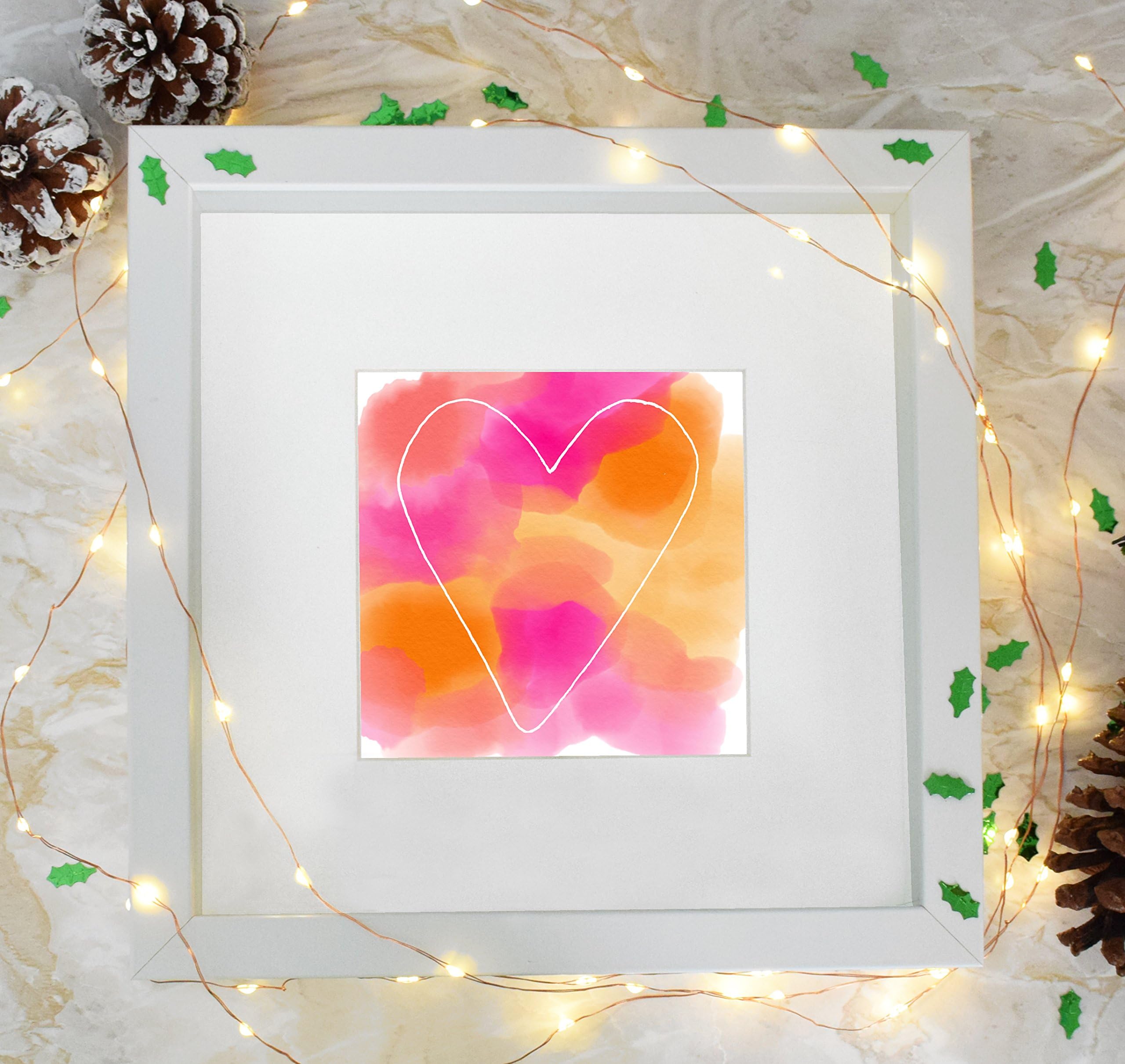 Watercolour Heart Wall Print, Framed Pink And Orange Love Home Prints