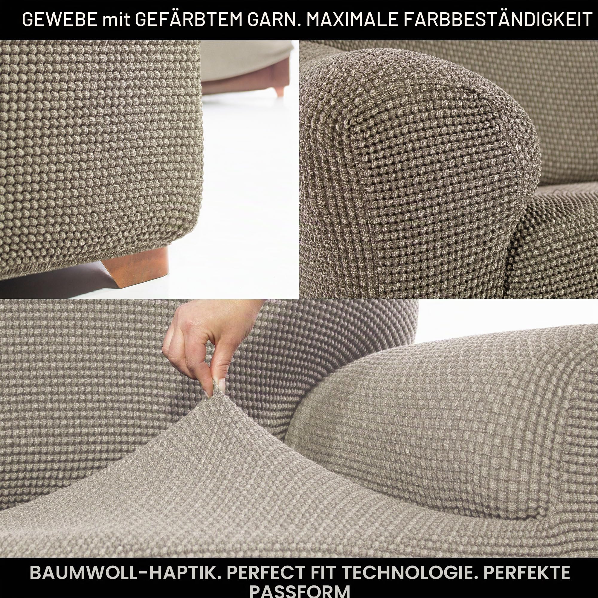 FAVERTI® Super elastischer Sofabezug für 3-Sitzer von 180 bis 230 cm | Modell Novele | Leinen | Universalbezug, ideal für Jede Form von Sofas, hochwertiger Jacquard-Stoff, Baumwollgefühl