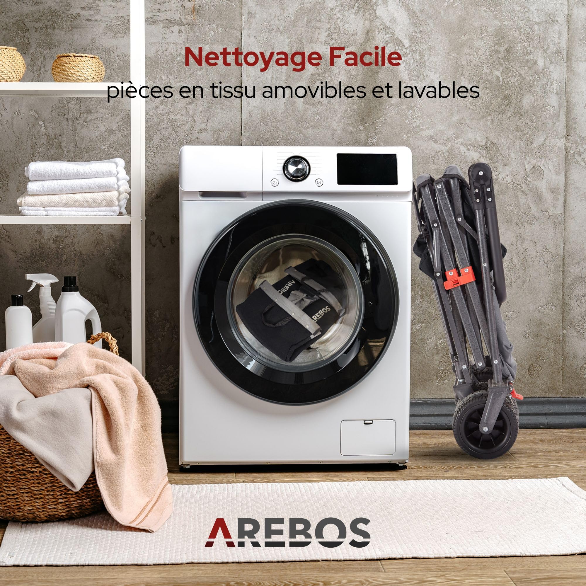 Arebos Chariot de Transport Pliable avec Toit | Chariot de Luxe | Chariot de Transport | Pliable | Chariot à Main de Luxe | Chariot à Outils | Sac XXL | capacité de Charge de 100 kg | Noir