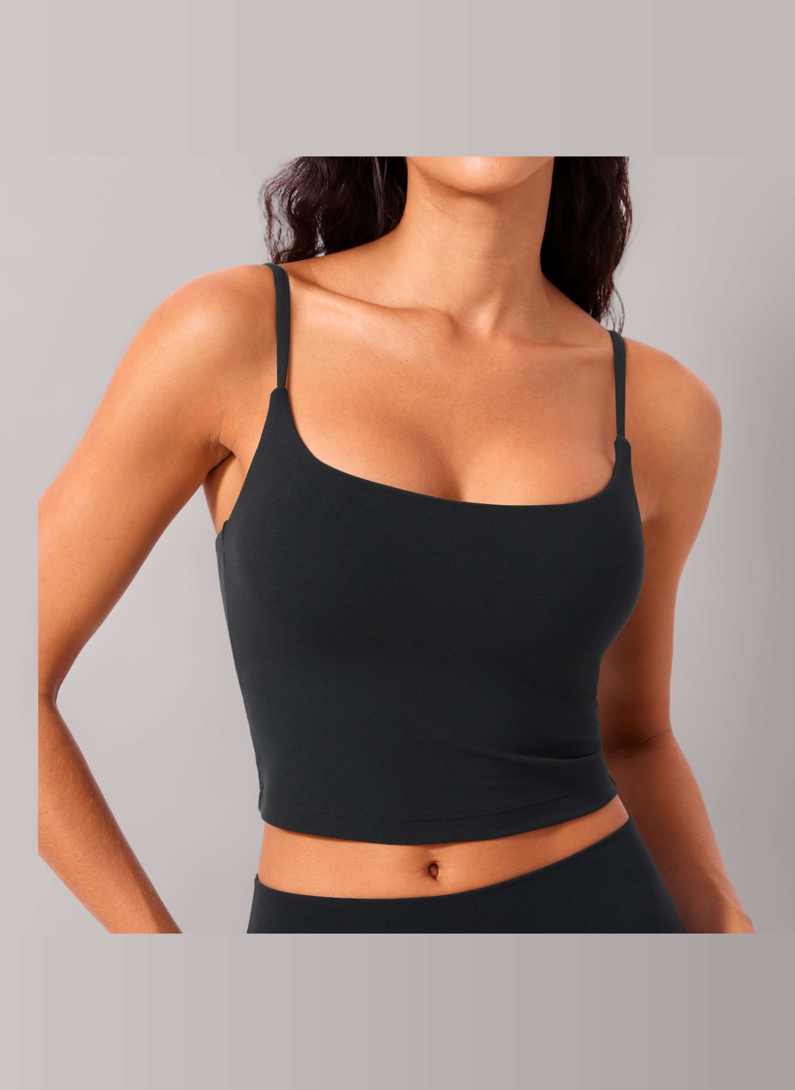 CRZ YOGA Butterlift Women's Scoop Neck Longline Sports Bra - U Back Adjustable Straps Workout Yoga Crop Top with Built in Bra