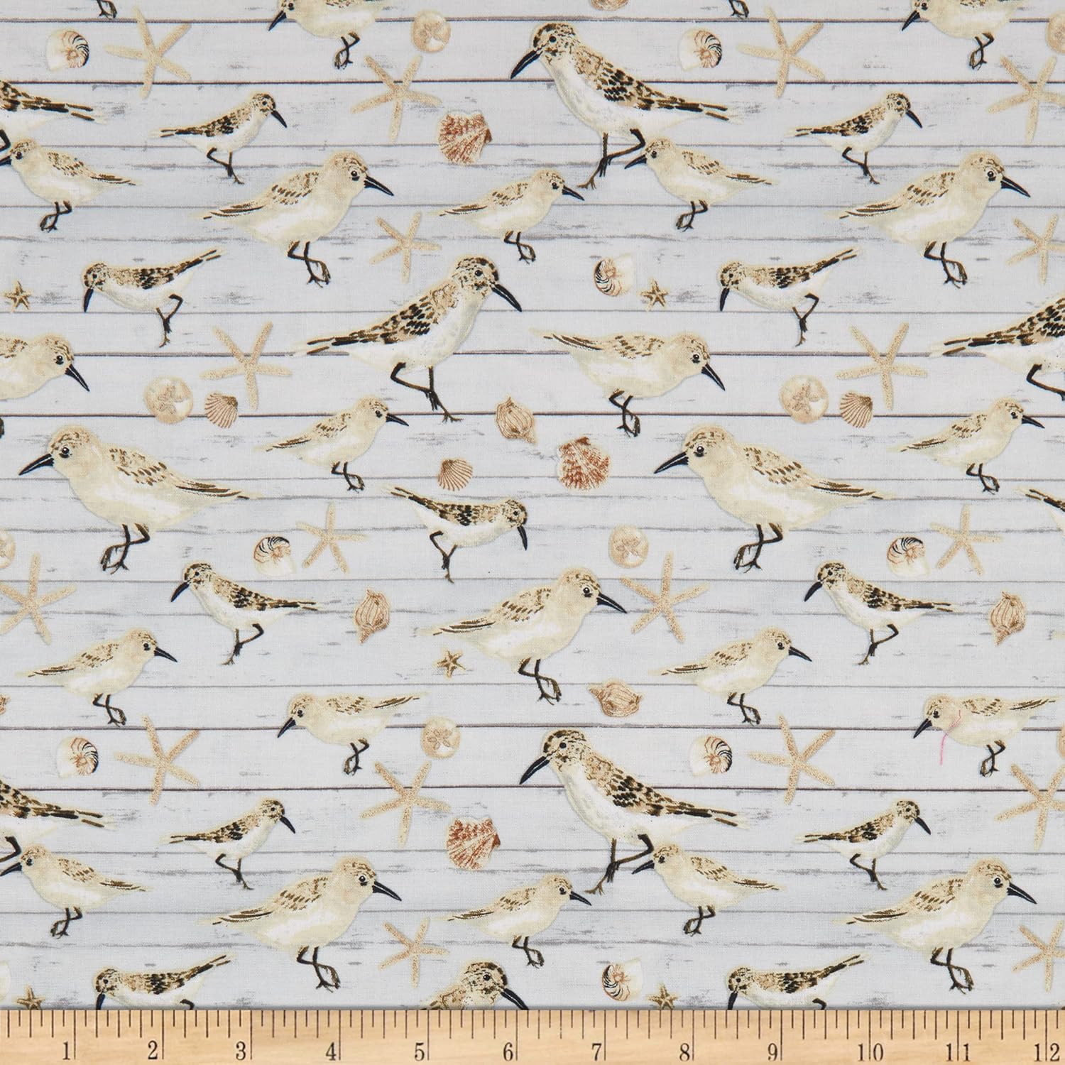 Blank Quilting Seaside Serenity Sandpipers Light Gray Fabric