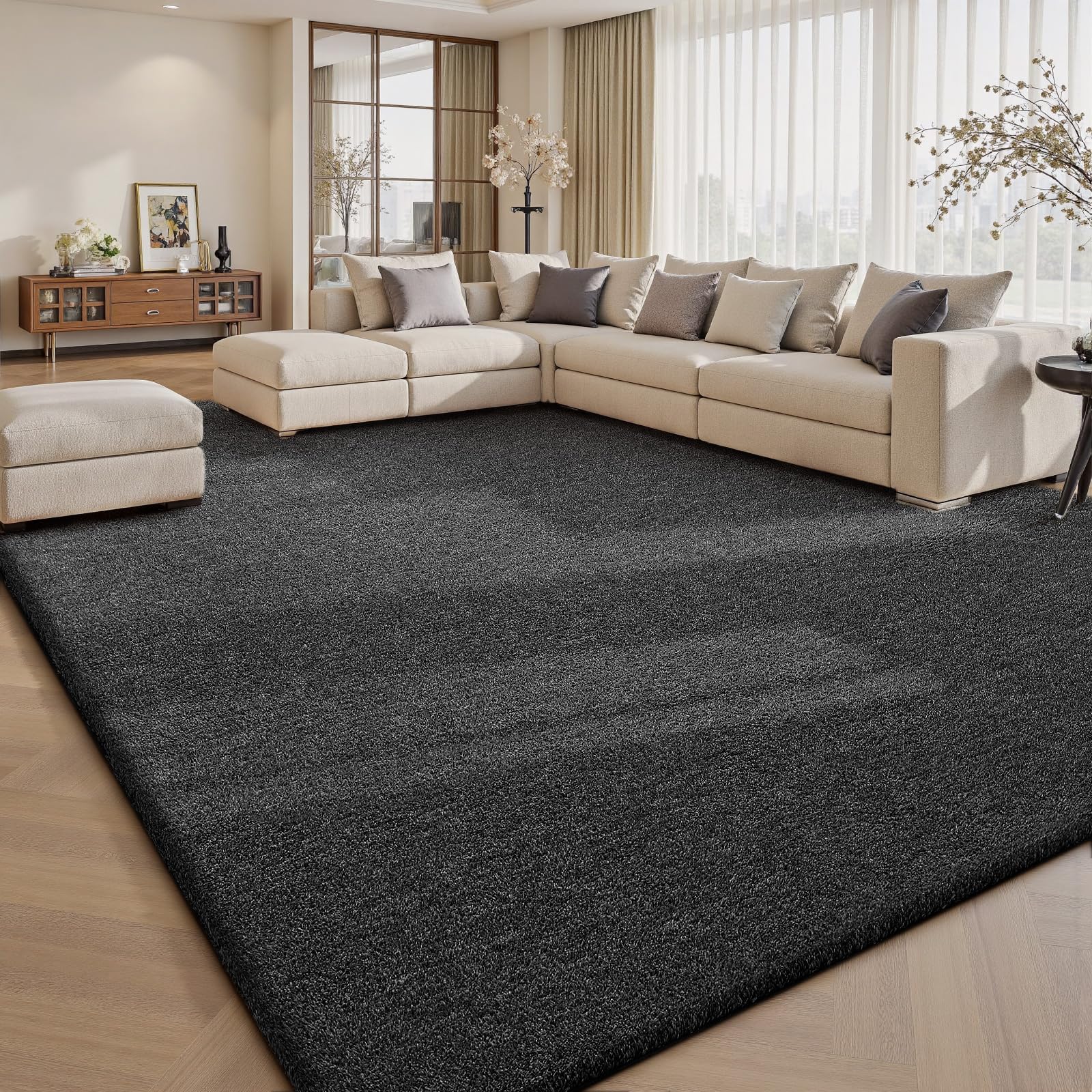 Treeboy Rugs Living Room 140x200 cm – Dark Grey Extra Large Modern Short Pile Area Rug, Anti-Slip Machine Washable Carpet for Bedroom Office Kids Room Home Decor — image 1