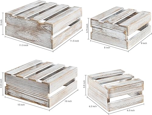 Miniatura 5 de MyGift Soportes de madera encalada para cupcakes, elevadores decorativos para postres o aperitivos, cajas de almacenamiento de madera anidadas,