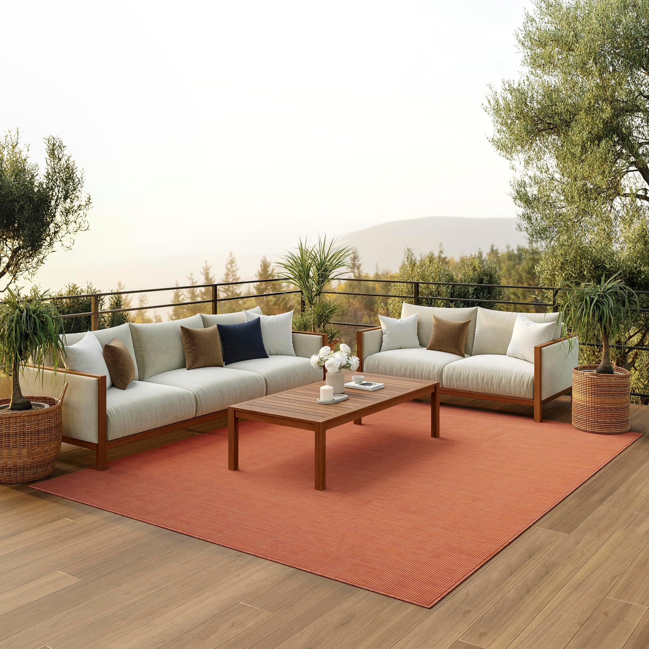 Nourison Home Positano Terracotta 7' x 10' Area Rug - Easy Clean, Non Shedding, Bed Room, Living Room, Dining Room, Kitchen (7' x 10')