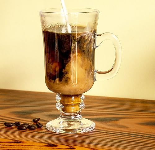 Miniatura 5 de Red Co. Taza de café irlandesa de cristal transparente con pies originales, juego de 6-7.75 onzas