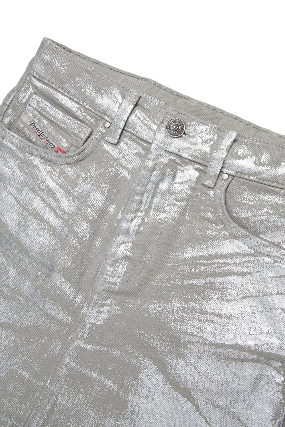 Diesel Girls' Laminated Mini Skirt with a Fringed Effect