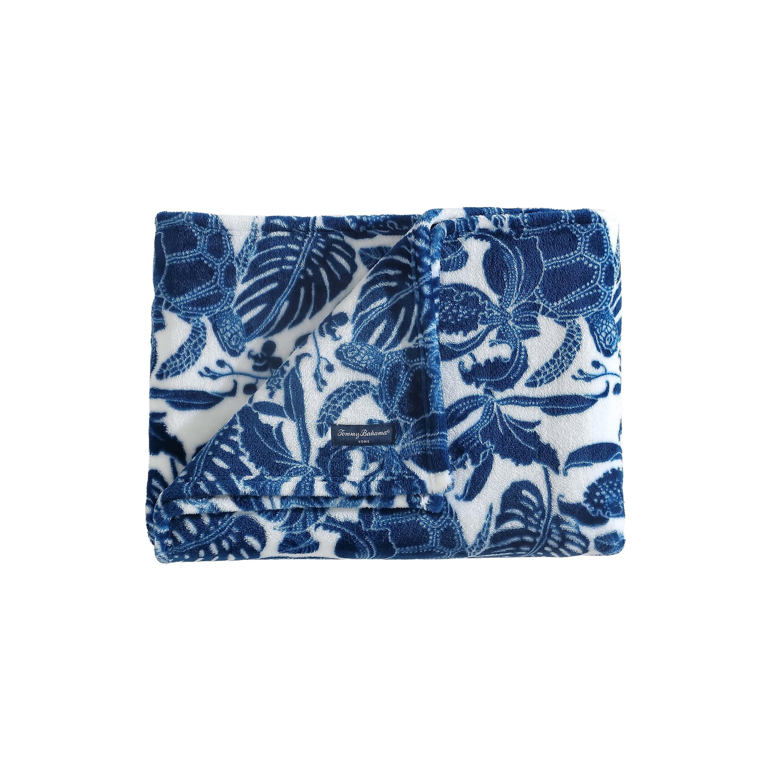 Tommy Bahama - Throw Blanket, Plush Fleece Bedding, Tropical Home Decor for Bed or Couch (Turtle Bay Blue, 50" x 70")