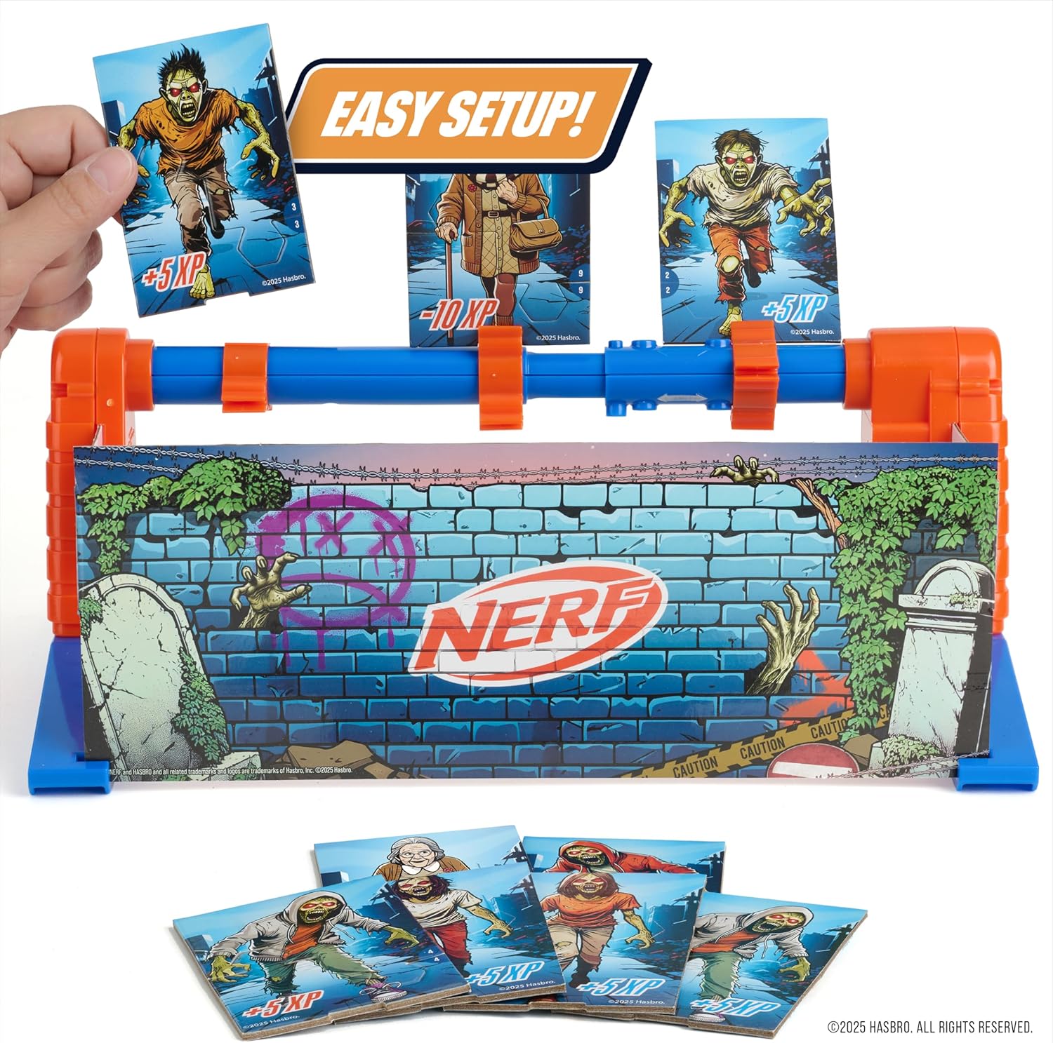 Nerf Zombie Spin Strike Electronic Target Game – Rotating Dart Blaster Game with Split-Apart Targets, 3 Modes & Multiplayer Play