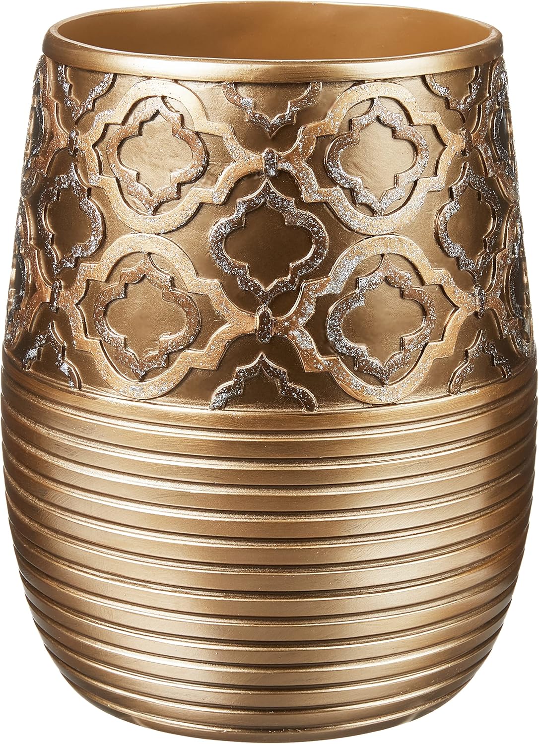 Popular Bath Waste Basket, Spindle Collection, Gold